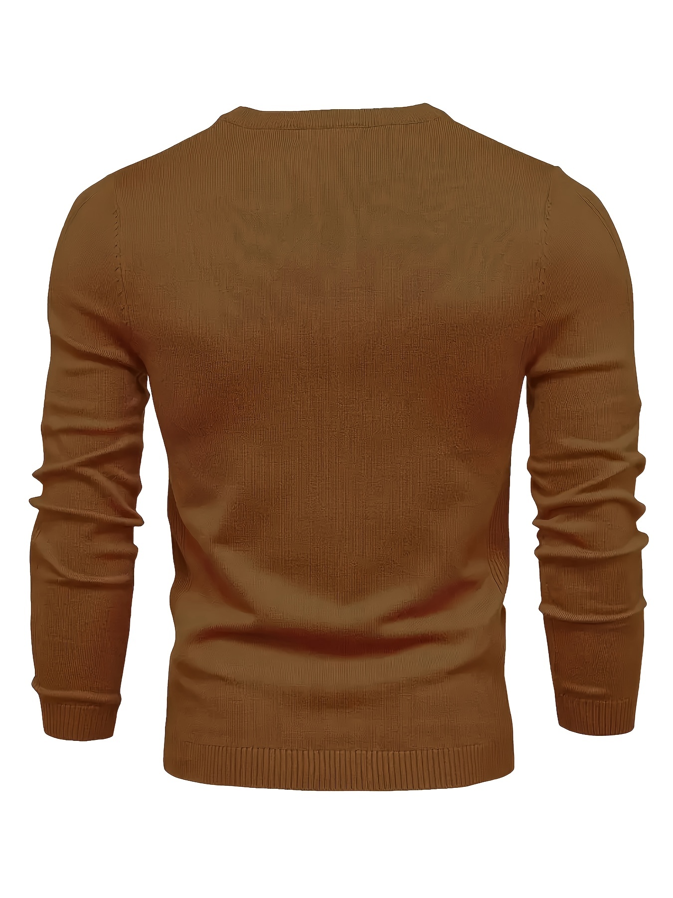 mens casual solid knitted sweater warm and stretchy crew neck pullover for fall and winter details 19