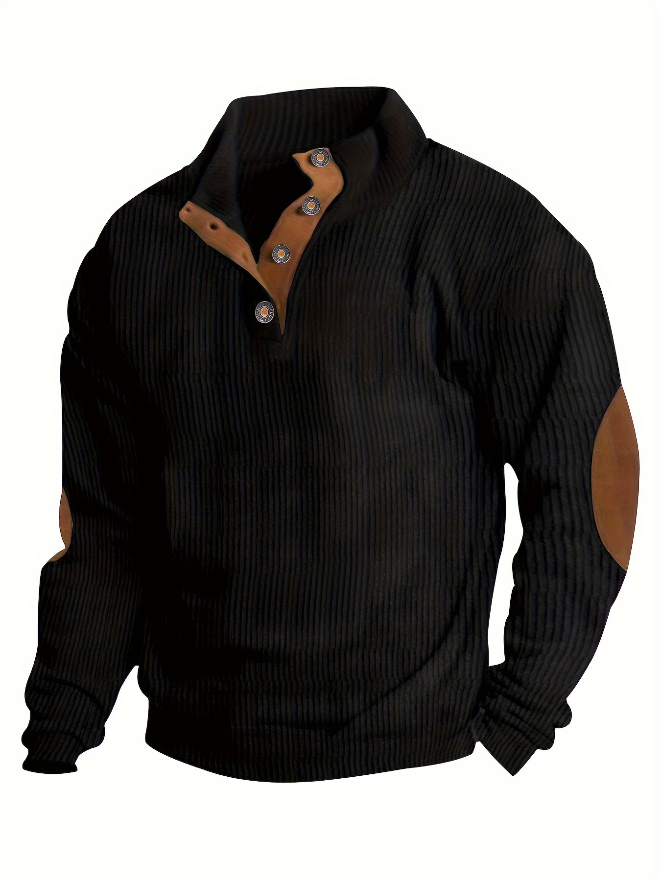 mens retro stand collar ribbed sweatshirt for men solid sweatshirts for spring fall long sleeve tops details 25