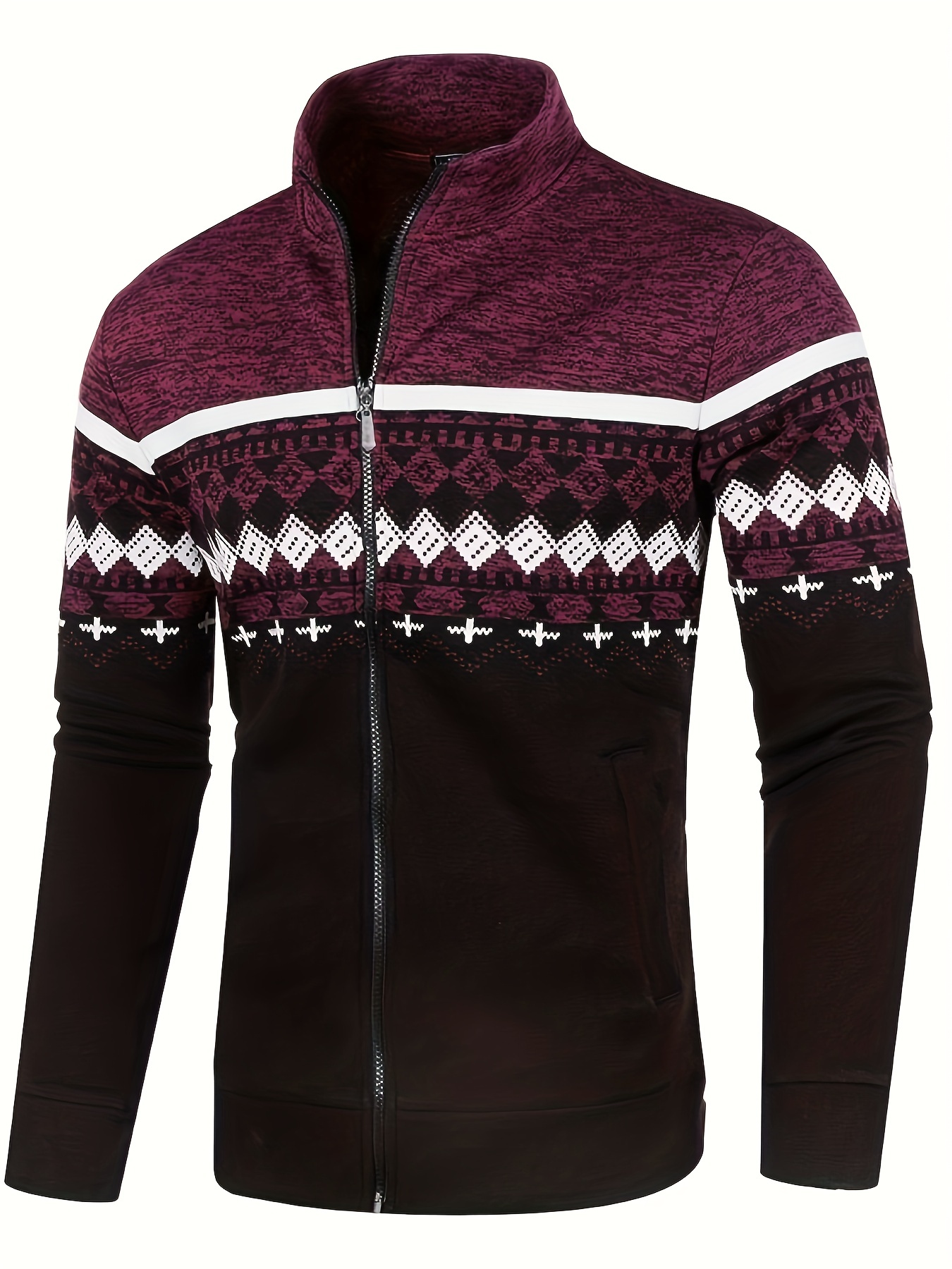 elegant mid stretch ethnic retro cardigan mens casual vintage style v neck full zip up cardigan sweater coat for fall winter details 7