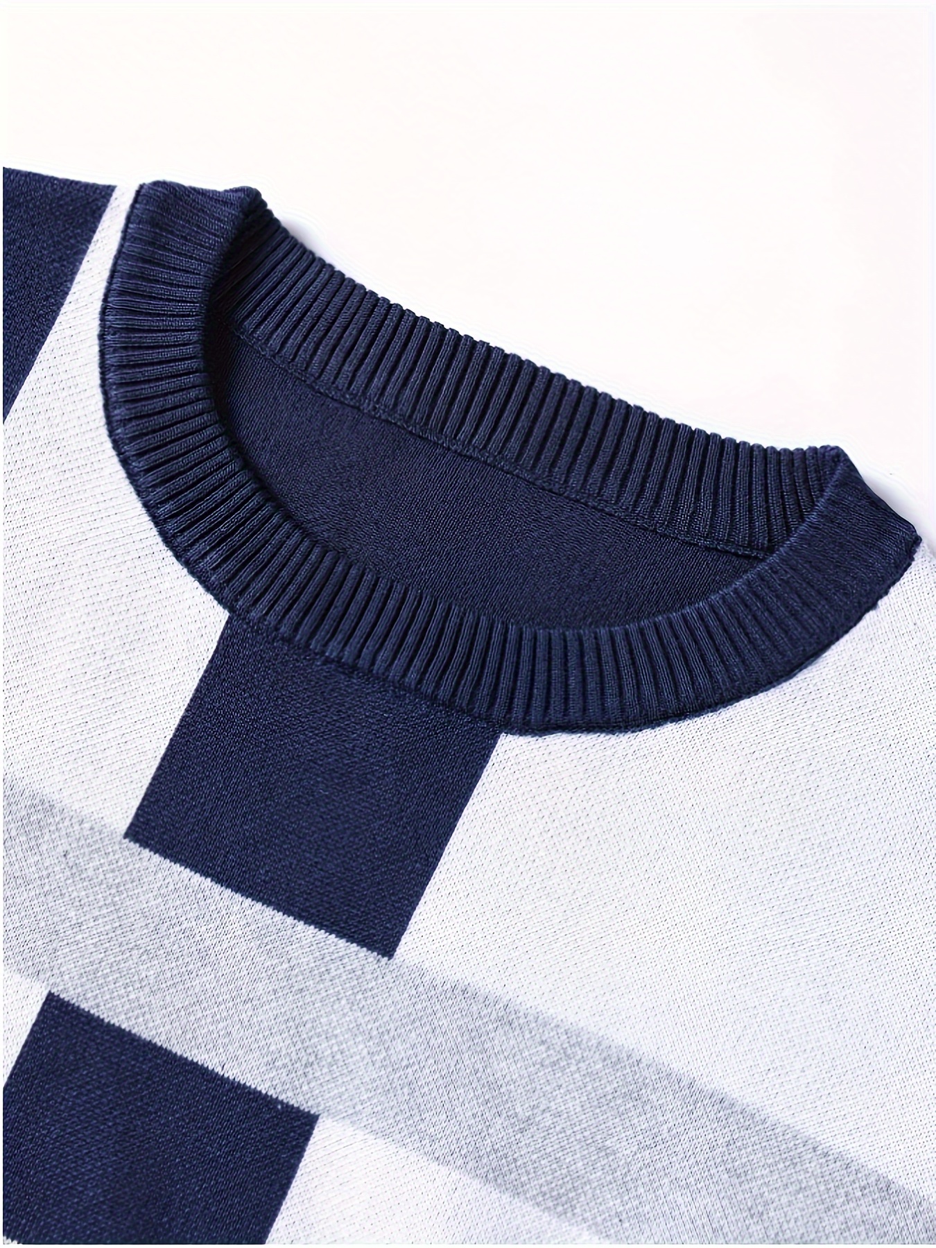 mens color block round neck sweater trendy stretch warm pullover for winter outdoor details 16