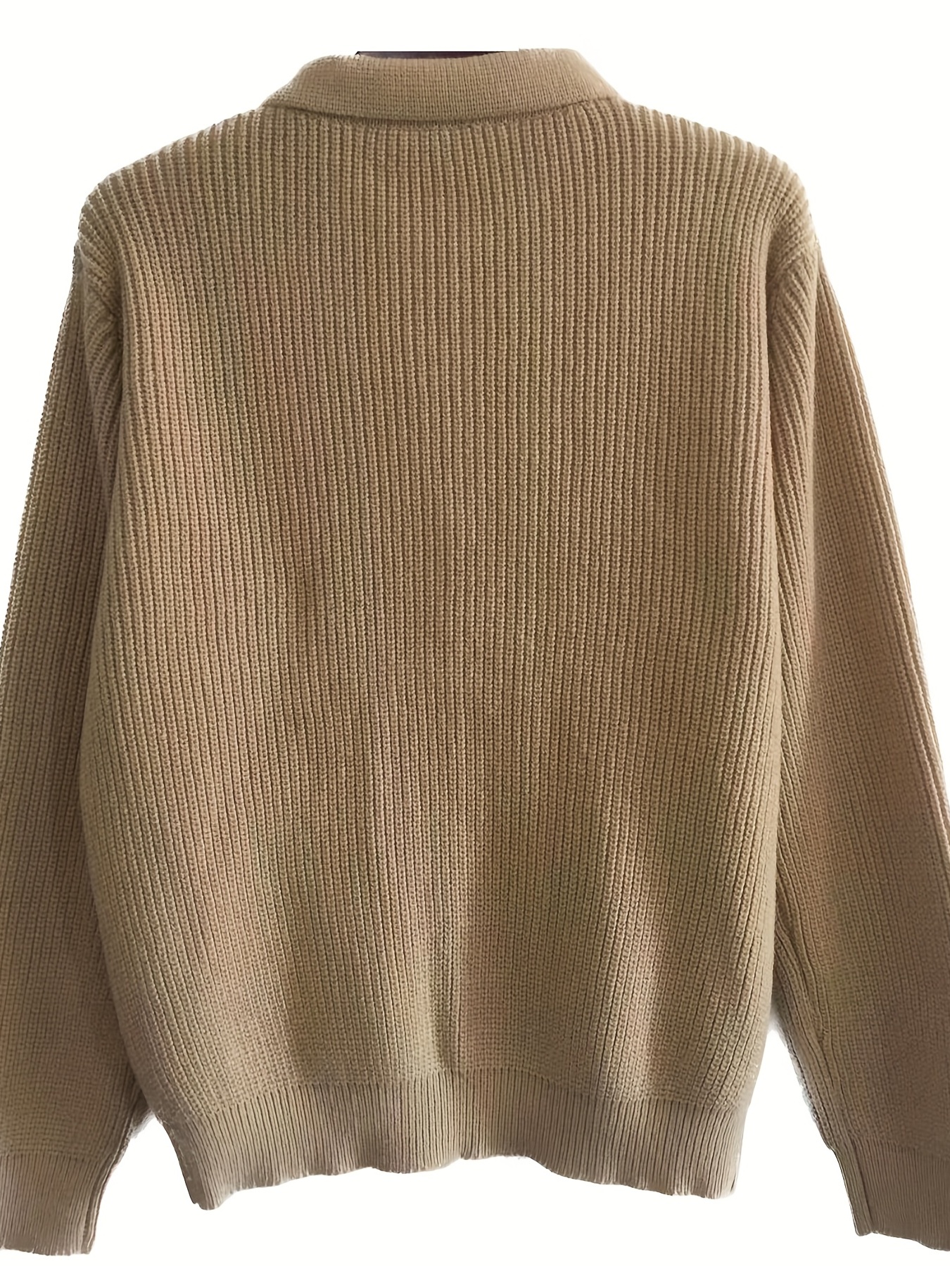 mens stylish solid knitted shirt casual slightly stretch breathable lapel zip up long sleeve shirt top for city walk street hanging details 25