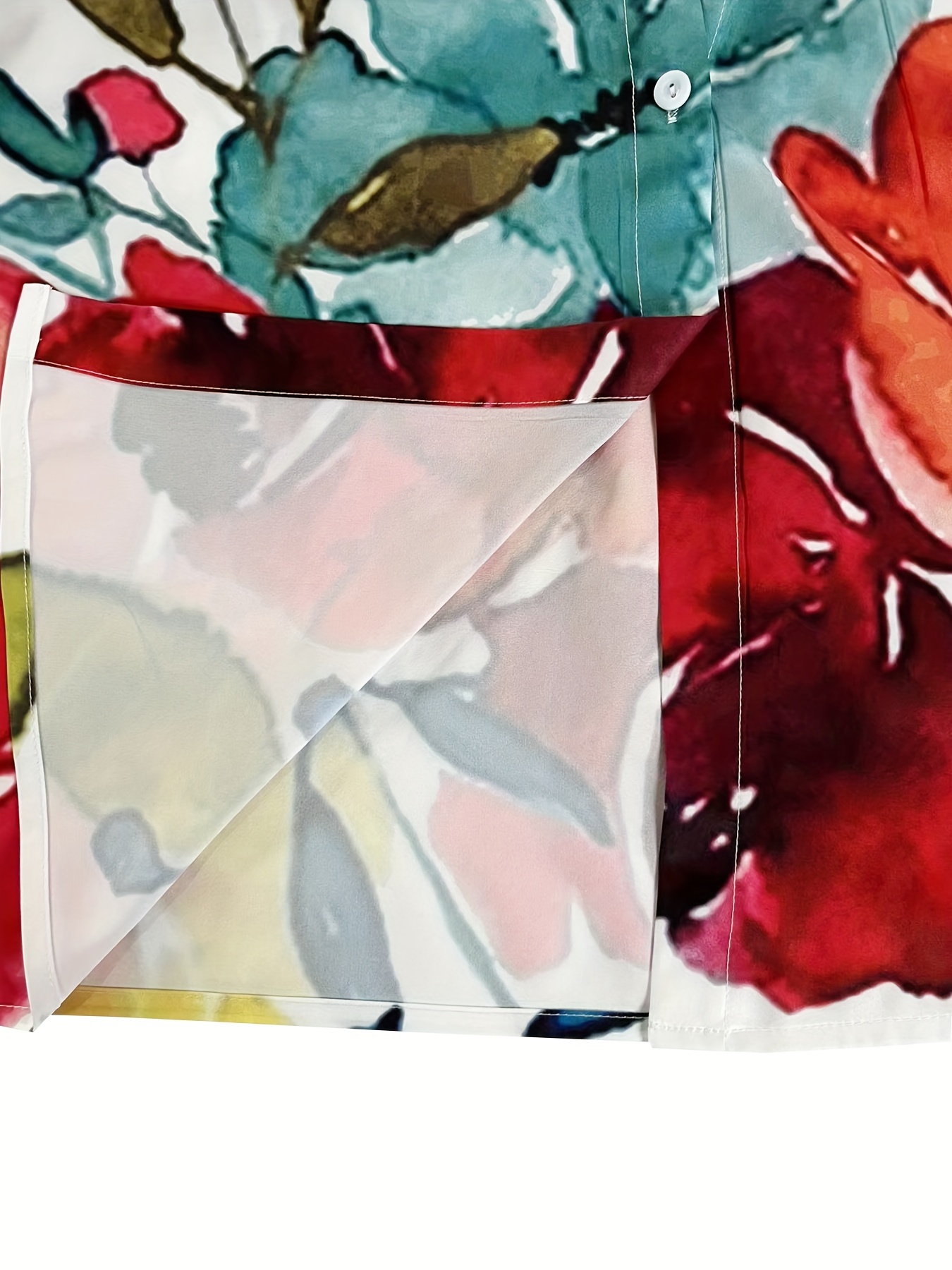 plus size floral print blouse casual long sleeve buttons blouse for spring womens plus size clothing details 4