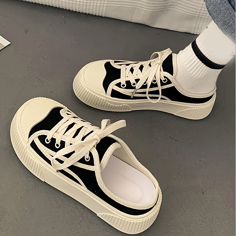 backless canvas sneakers women s match round toe slip skate details 3