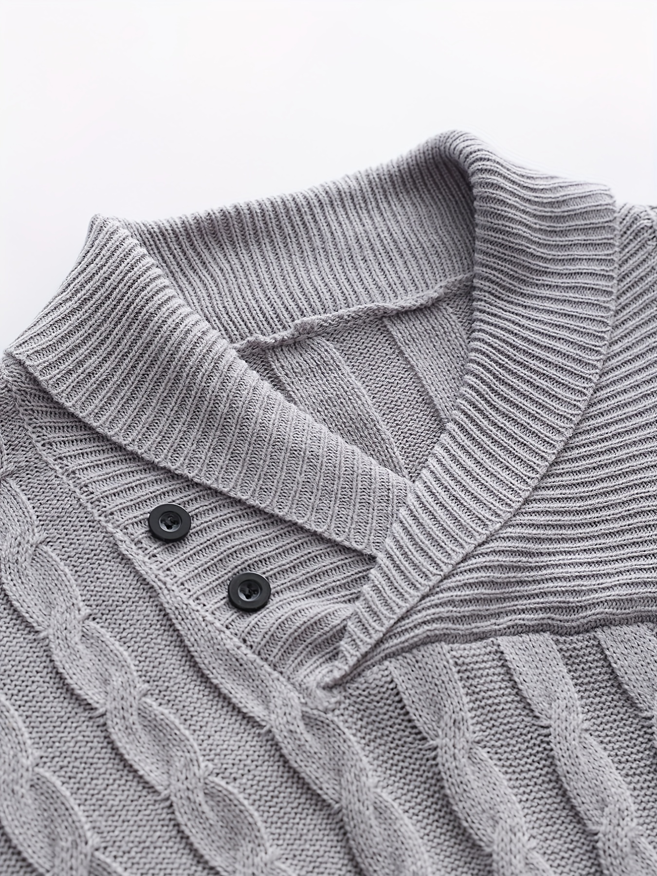 all match knitted shawl collar sweater mens casual warm high stretchy pullover sweater for fall winter details 3