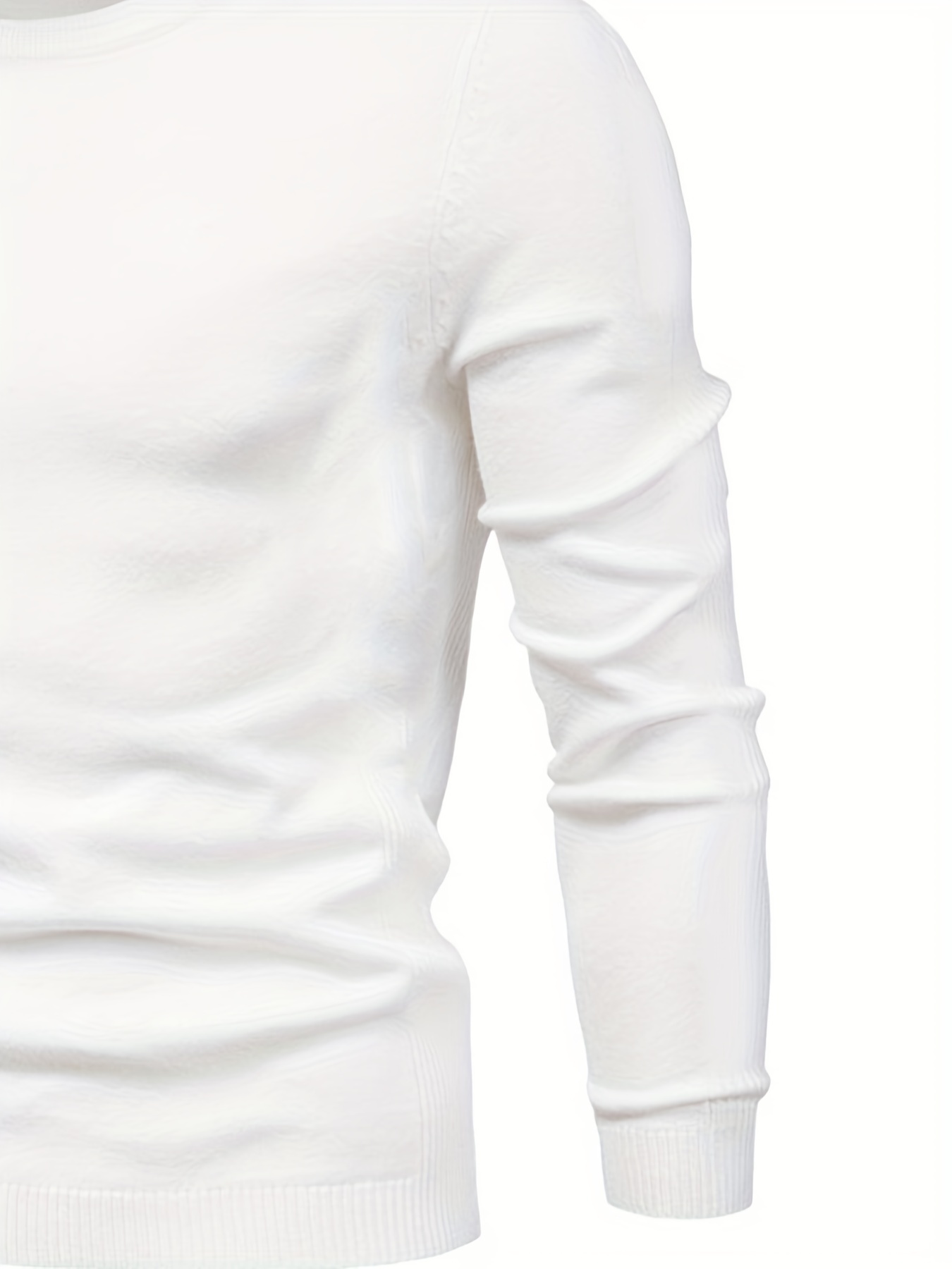 mens casual solid knitted sweater warm and stretchy crew neck pullover for fall and winter details 1