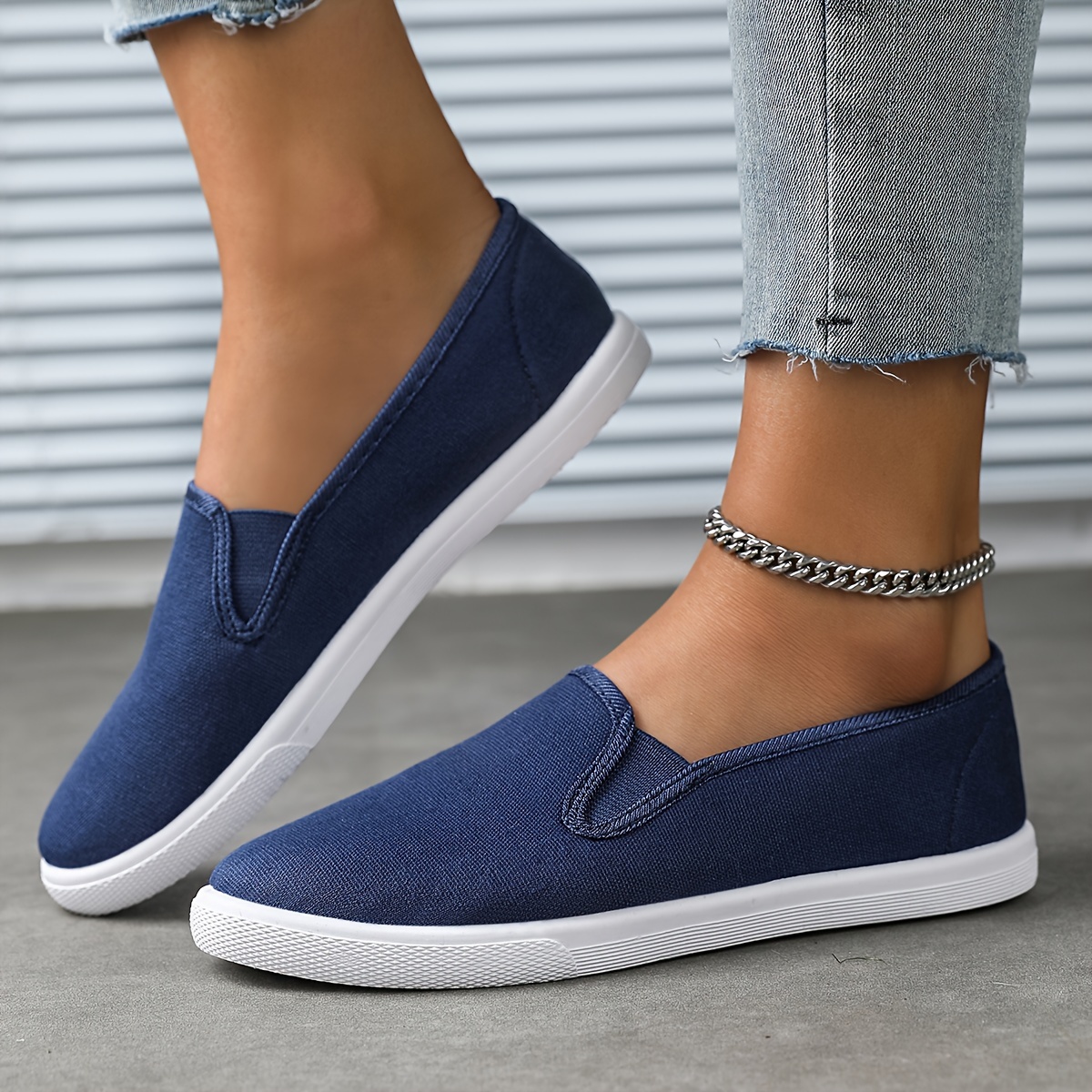 canvas slip shoes women s casual round toe flats r leisure details 7