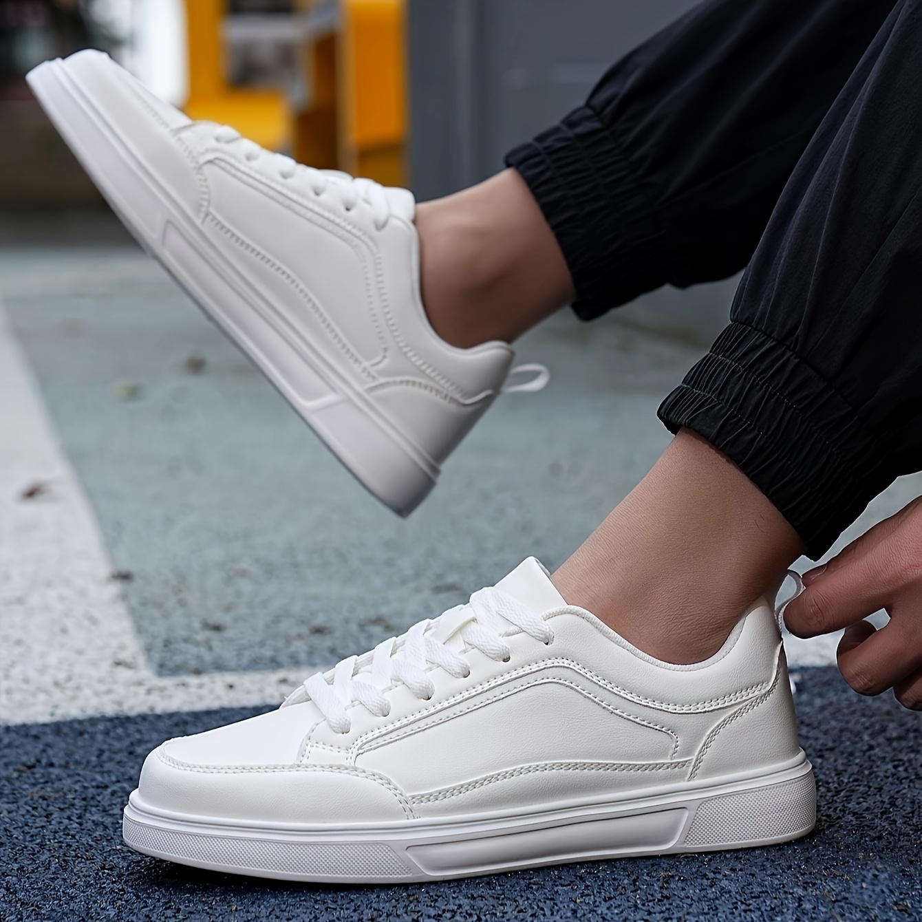 mens comfortable low top lace up sneakers lightweight non slip skateboard shoes for all seasons men s shoes temu details 0