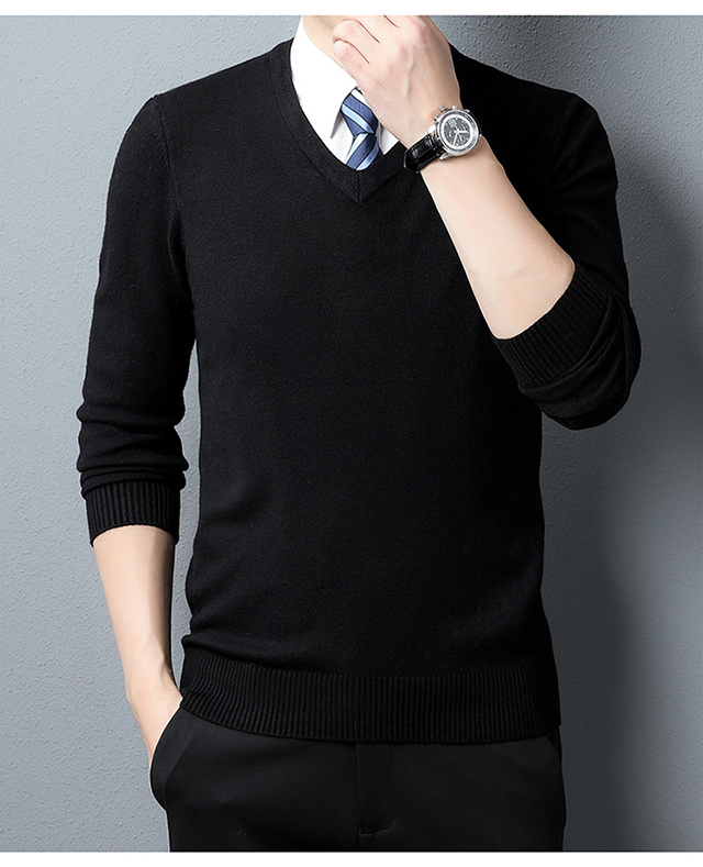 mens thick warm winter v neck slim knitted pullover sweater not included shirt details 4