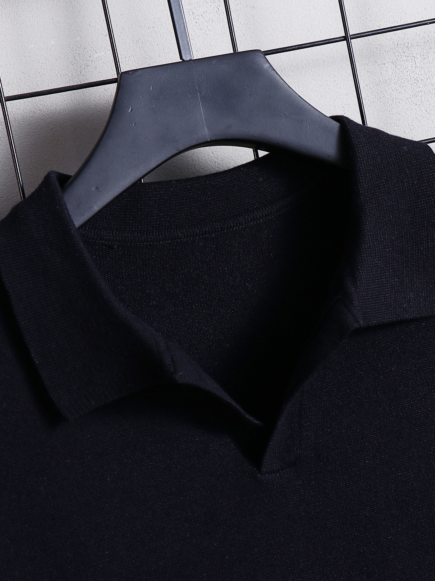 solid color lapel chic polo short sleeve shirt mens casual warm mid stretch v neck pullover sweater for spring fall details 1