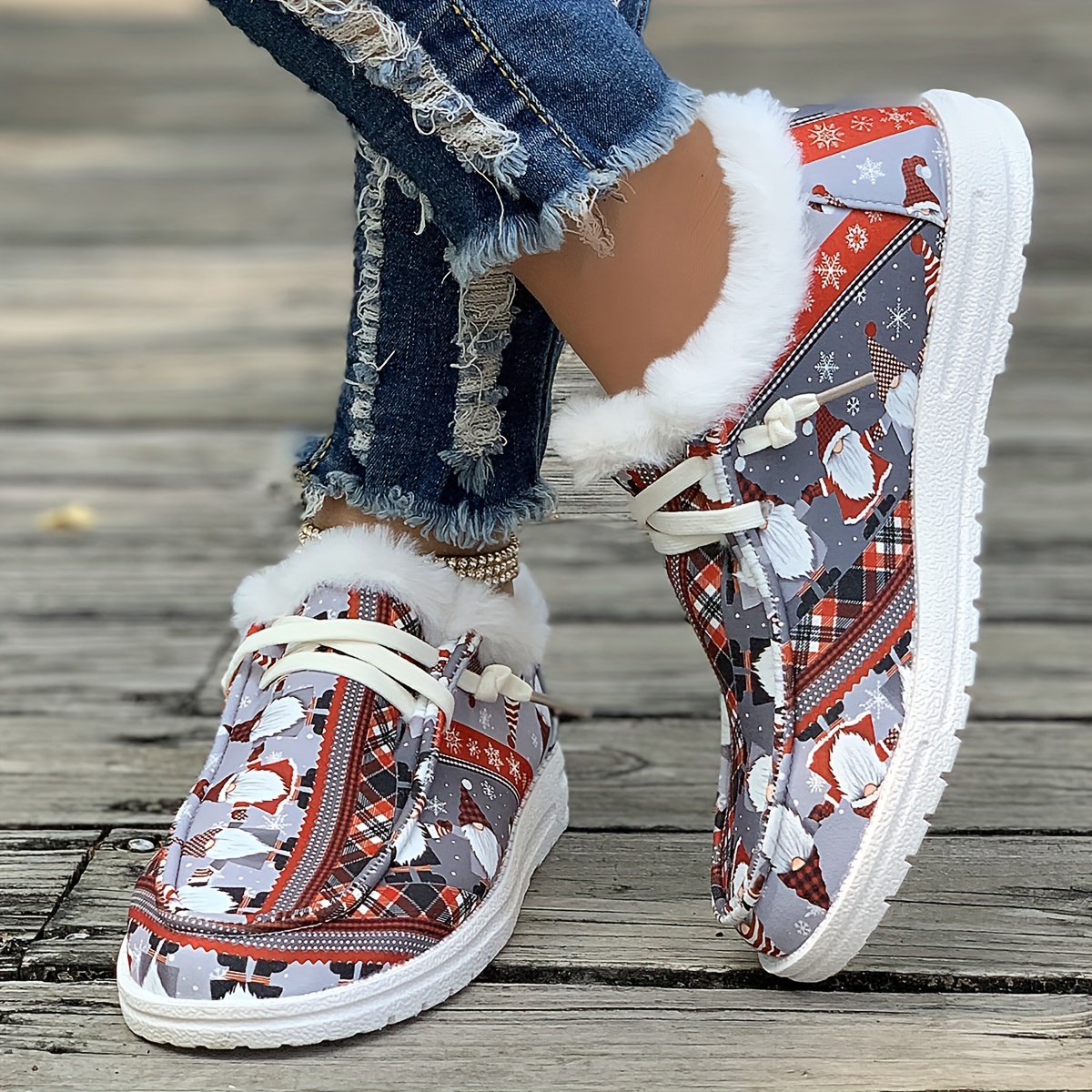 christmas style canvas shoes women s cute cartoon dwarf details 4