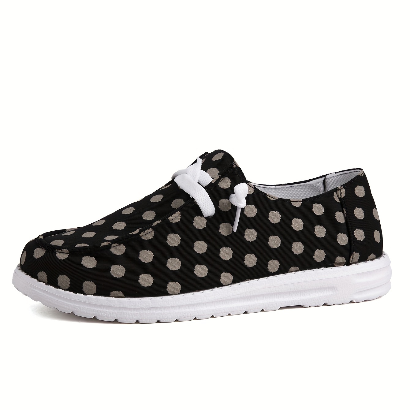 pattern canvas shoes women s brown polka dot casual lace details 6