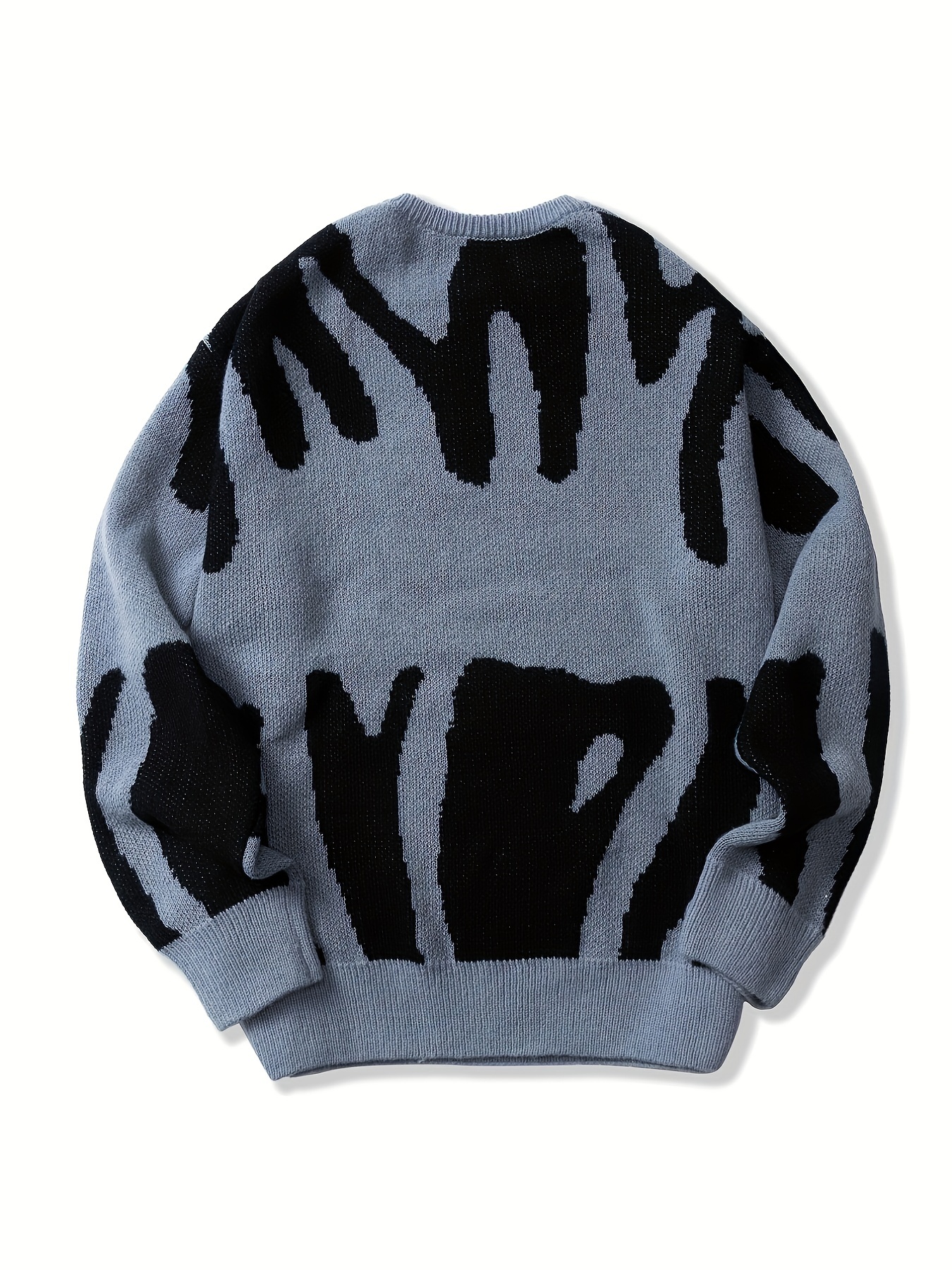 all match knitted letter print sweater mens casual warm slightly stretch crew neck pullover sweater for men fall winter details 4