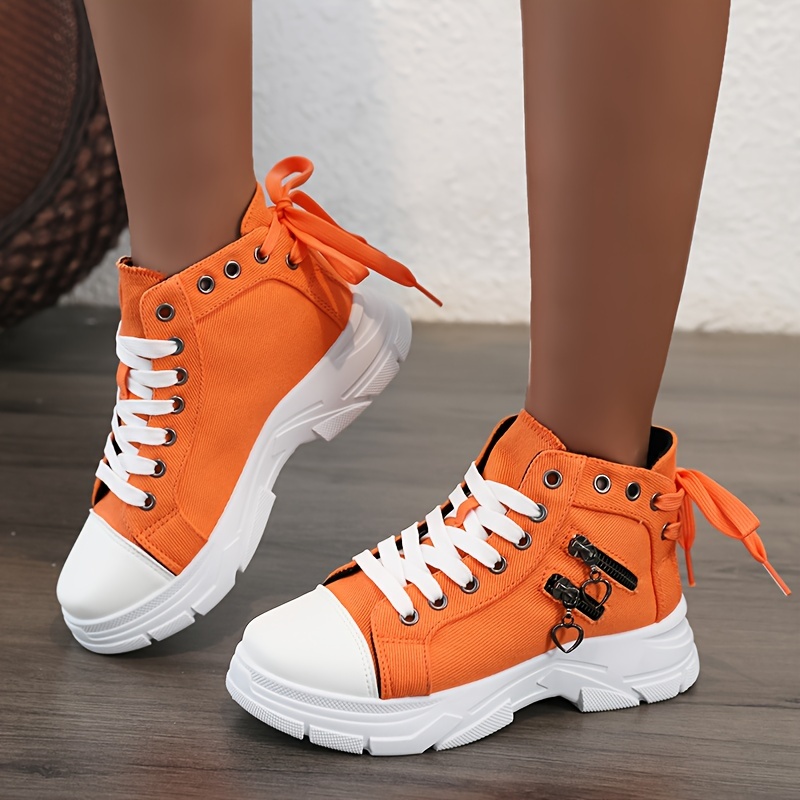 design canvas shoes women s platform side zipper casual lace details 8