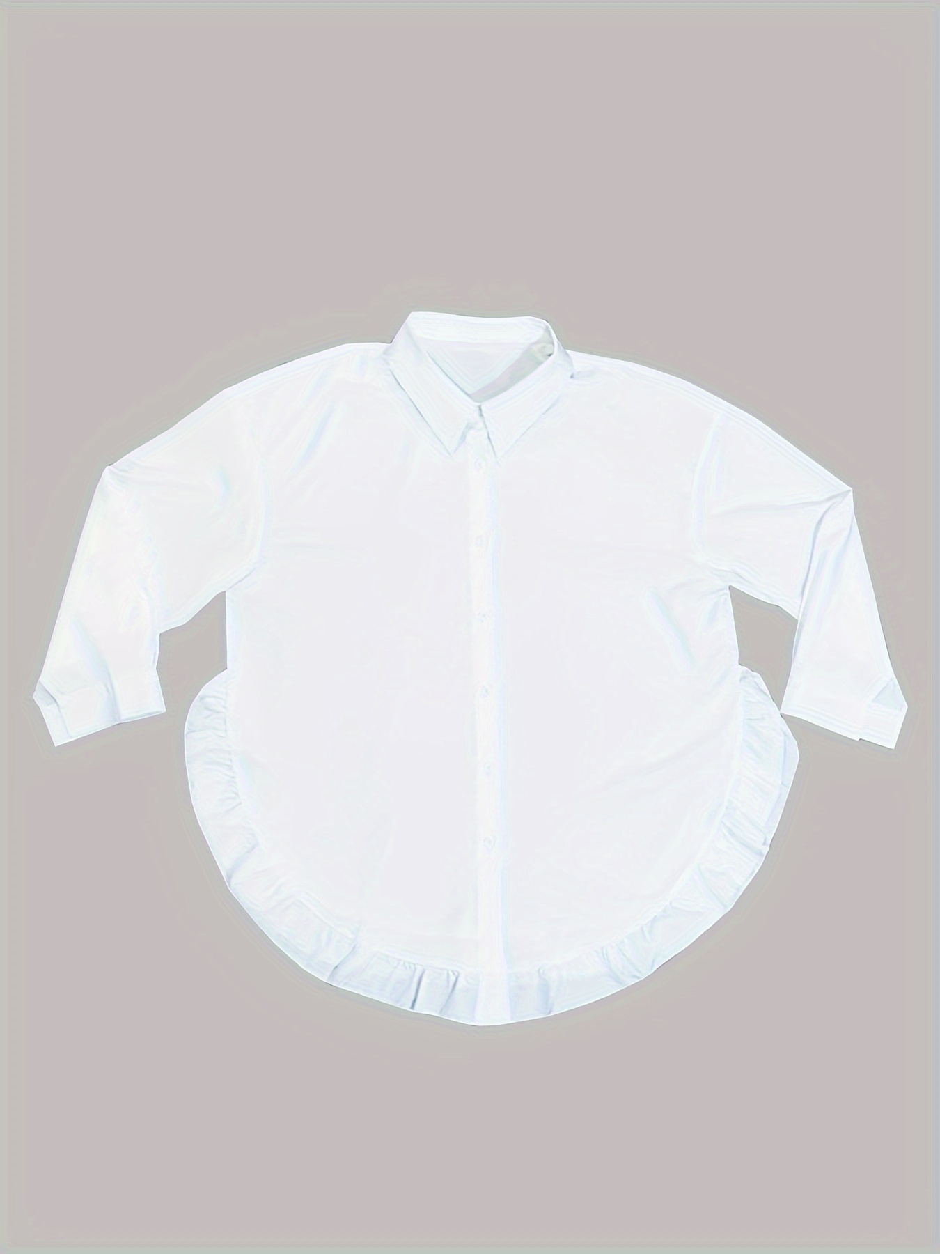 plus size ruffle solid shirt casual long sleeve button front shirt womens plus size clothing details 15