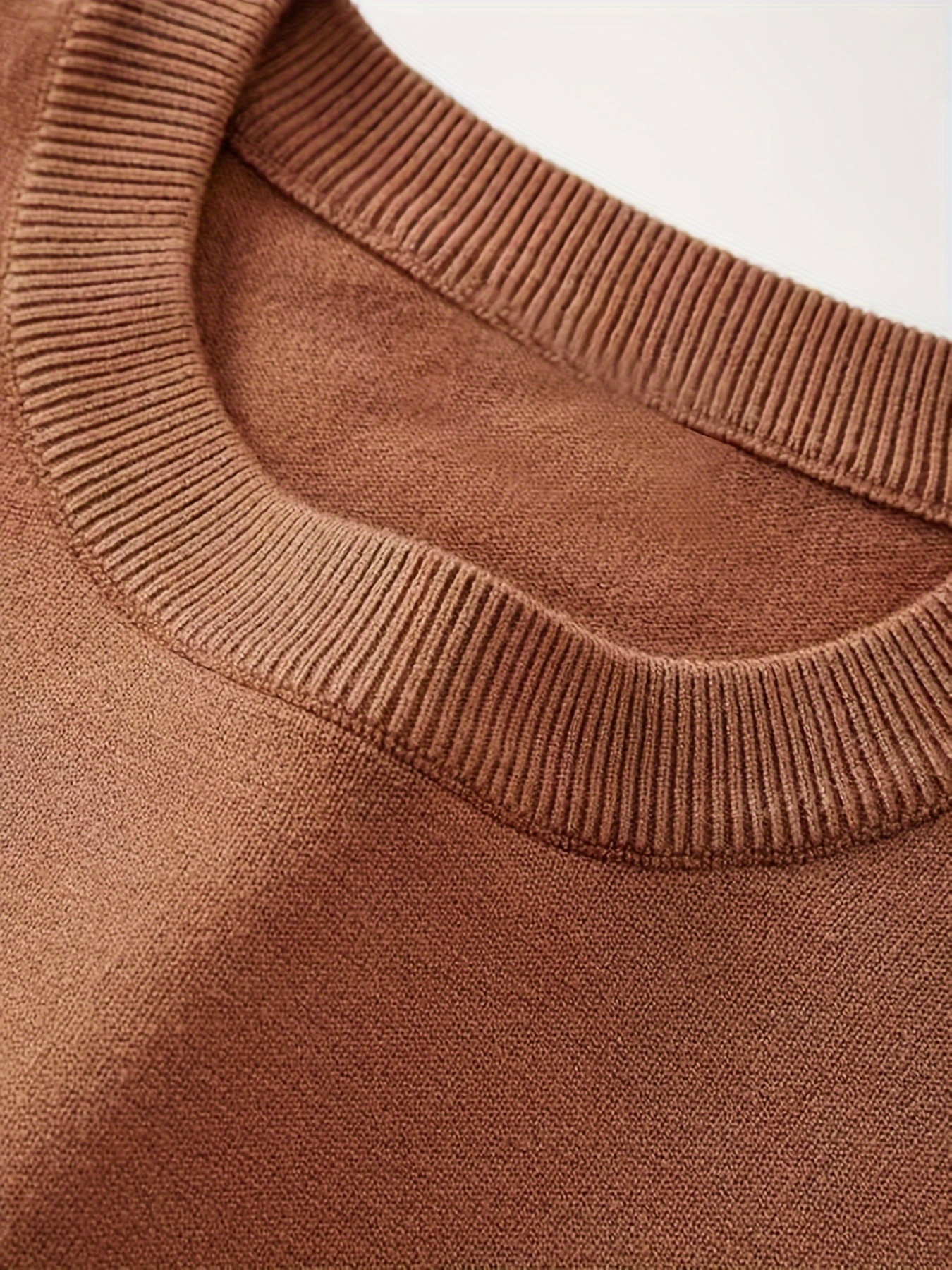 all match knitted solid sweater mens casual warm slightly stretch crew neck pullover sweater for men fall winter details 3