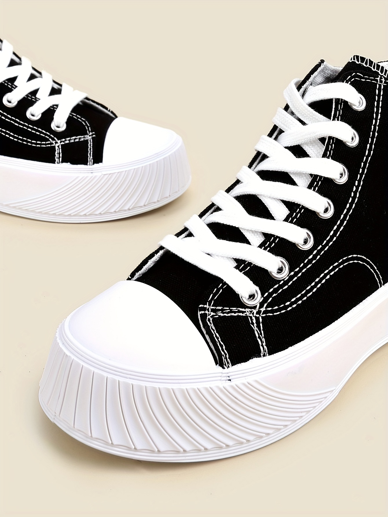 canvas high top sneakers women s round toe lace platform details 9