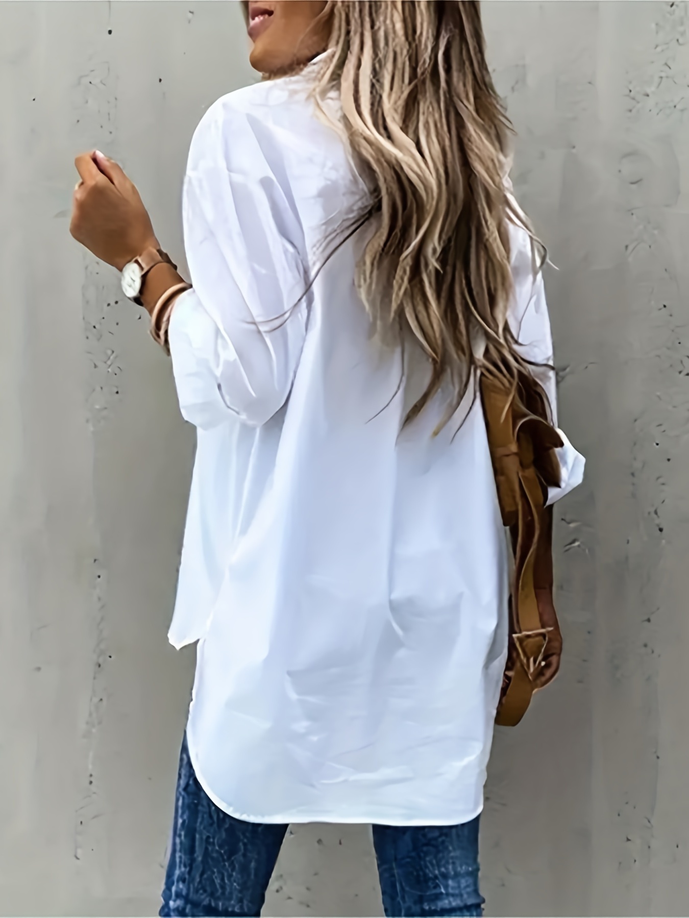 plus size casual blouse womens plus solid long sleeve lapel collar button up shirt top with flap pockets details 22