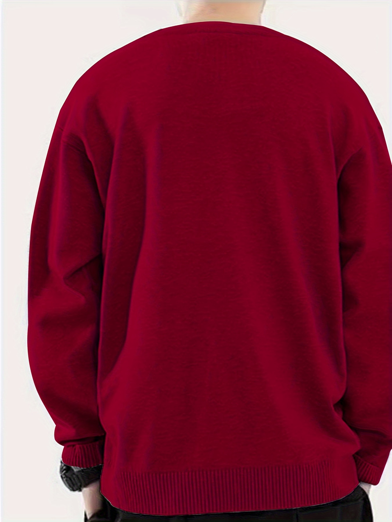 all match knitted solid sweater mens casual warm slightly stretch crew neck pullover sweater for men fall winter details 16