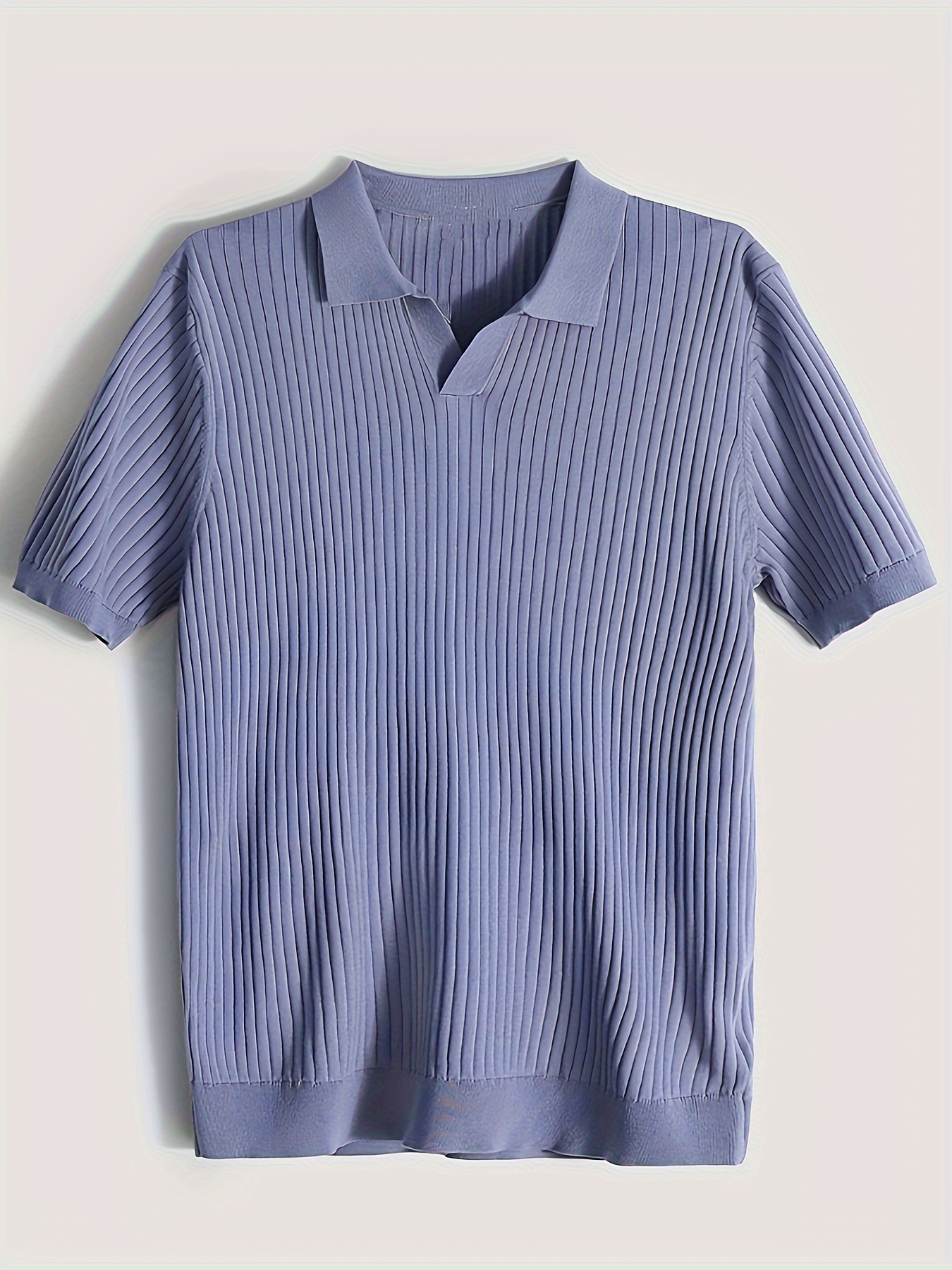 mens stripe pattern sweater casual breathable medium stretch short sleeve knitted top for summer details 10