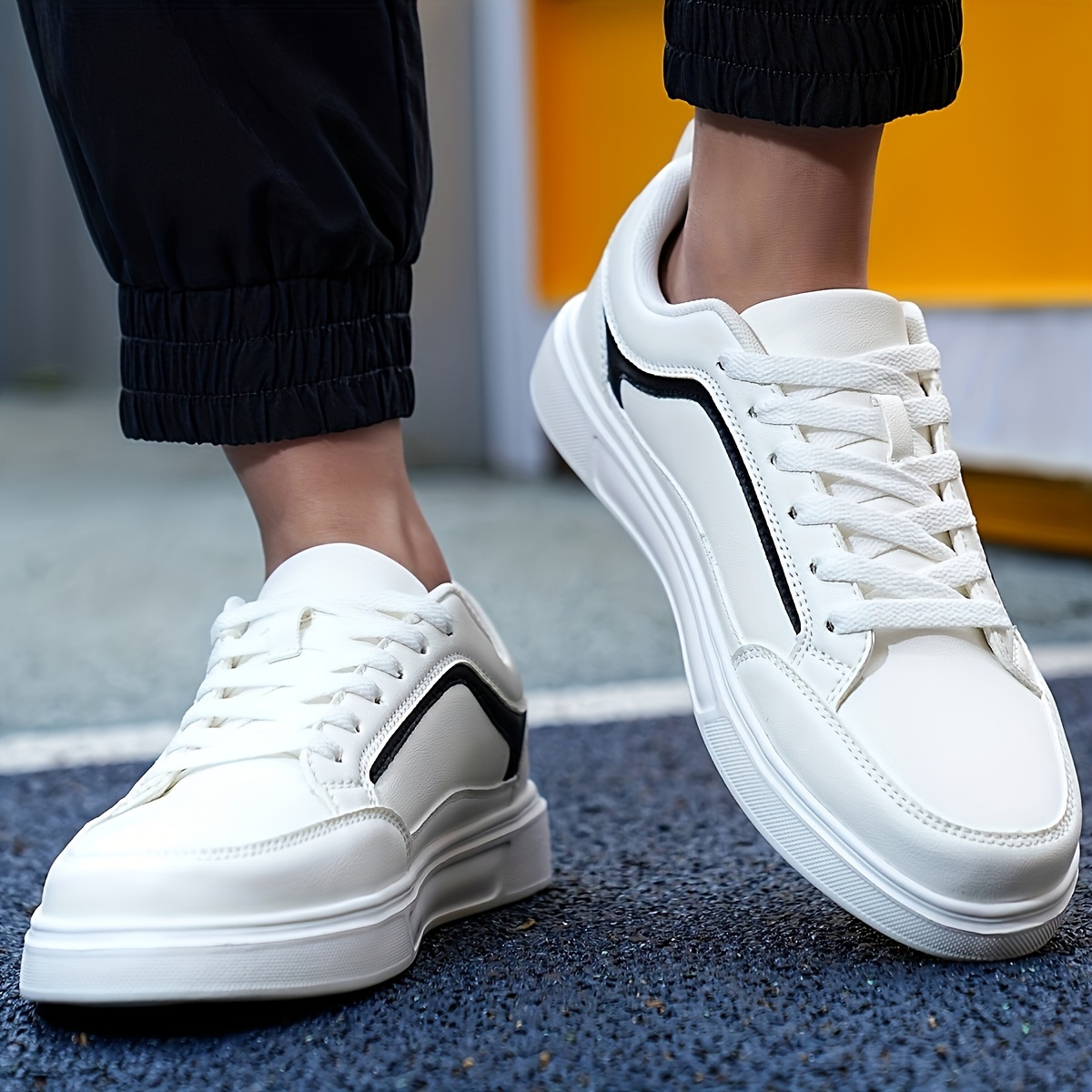 mens comfortable low top lace up sneakers lightweight non slip skateboard shoes for all seasons men s shoes temu details 3