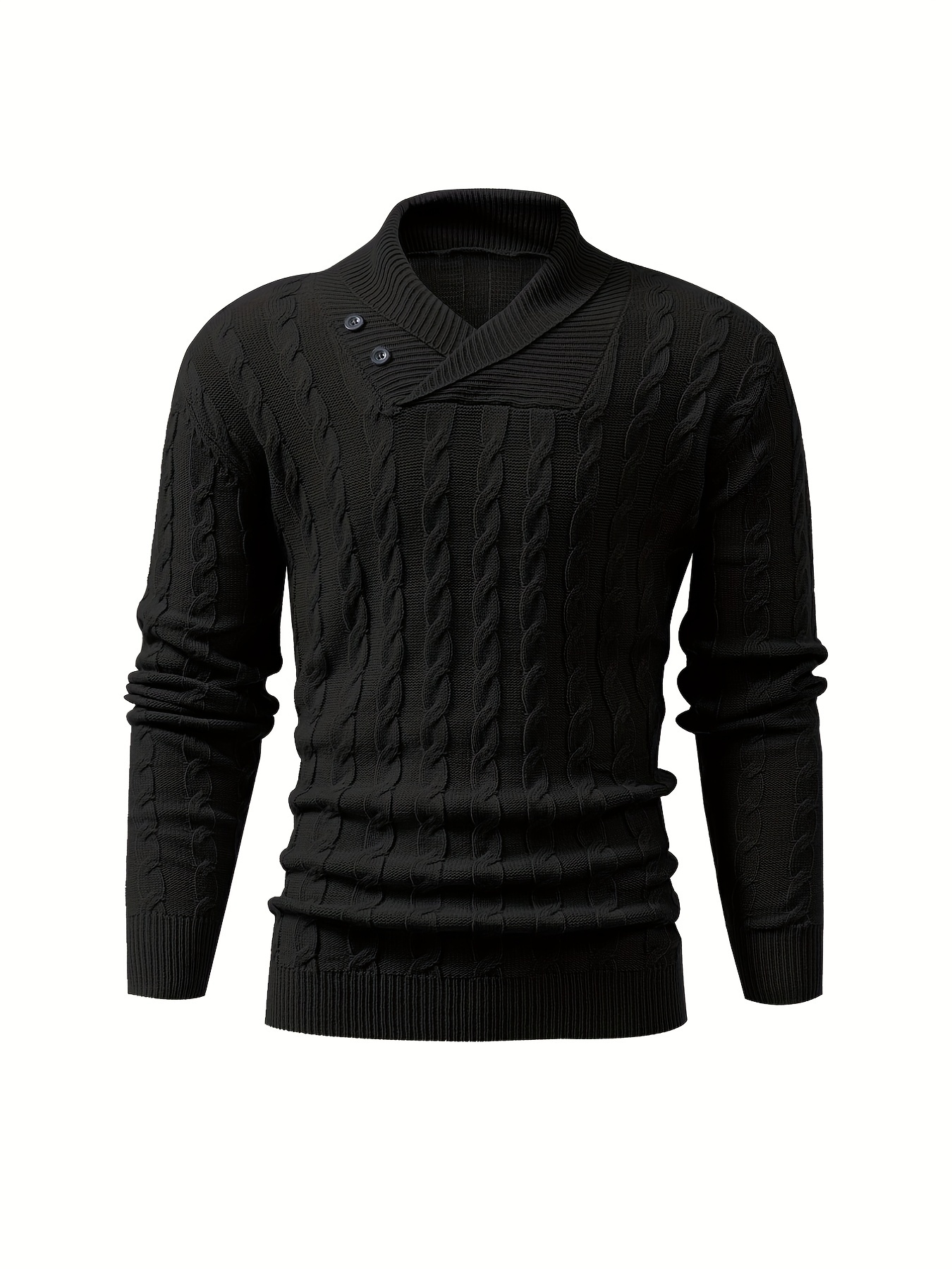 all match knitted shawl collar sweater mens casual warm high stretchy pullover sweater for fall winter details 6