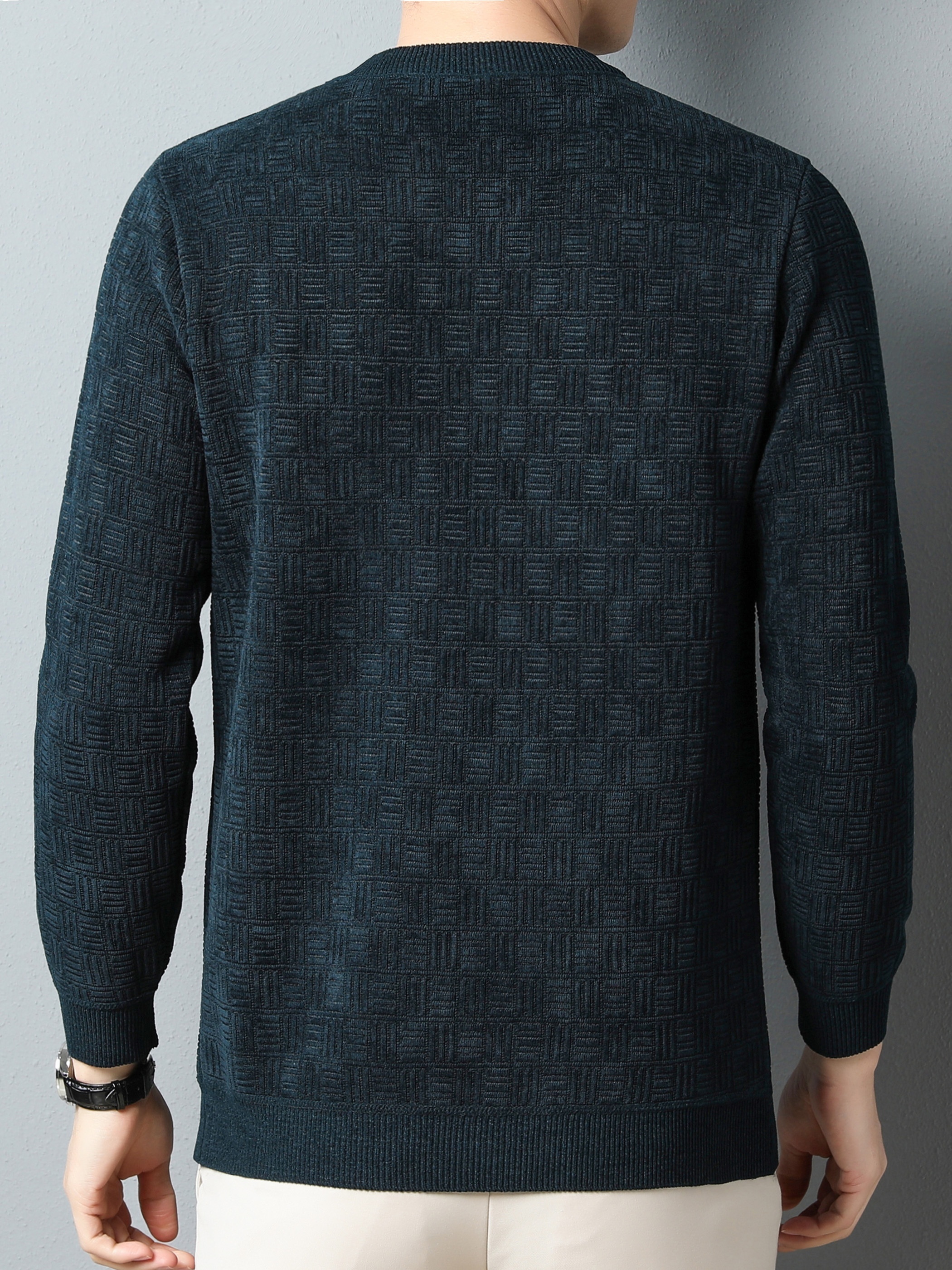 winter new mens casual sweater round neck plus thick base warm sweater best sellers details 9