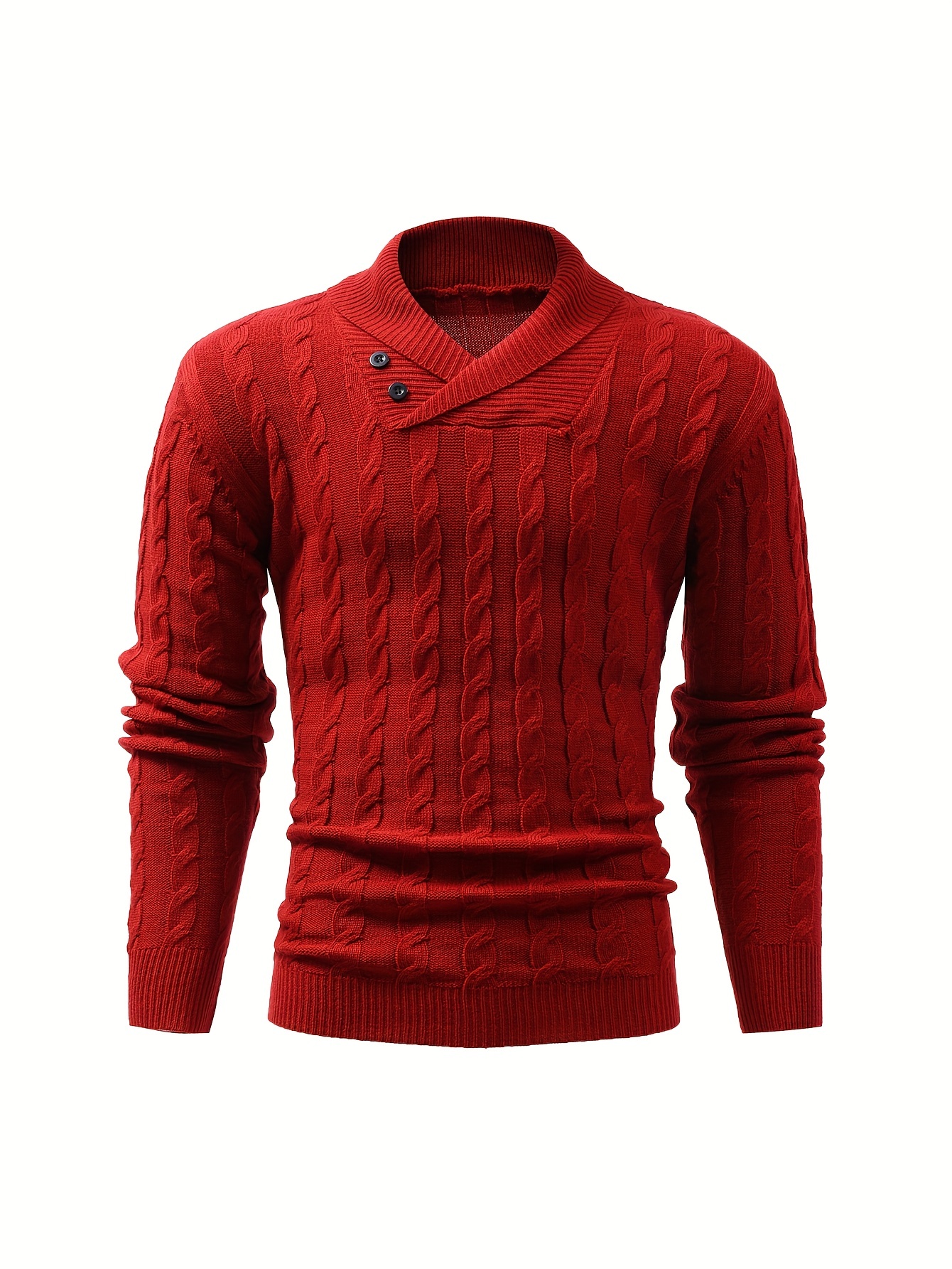 all match knitted shawl collar sweater mens casual warm high stretchy pullover sweater for fall winter details 15