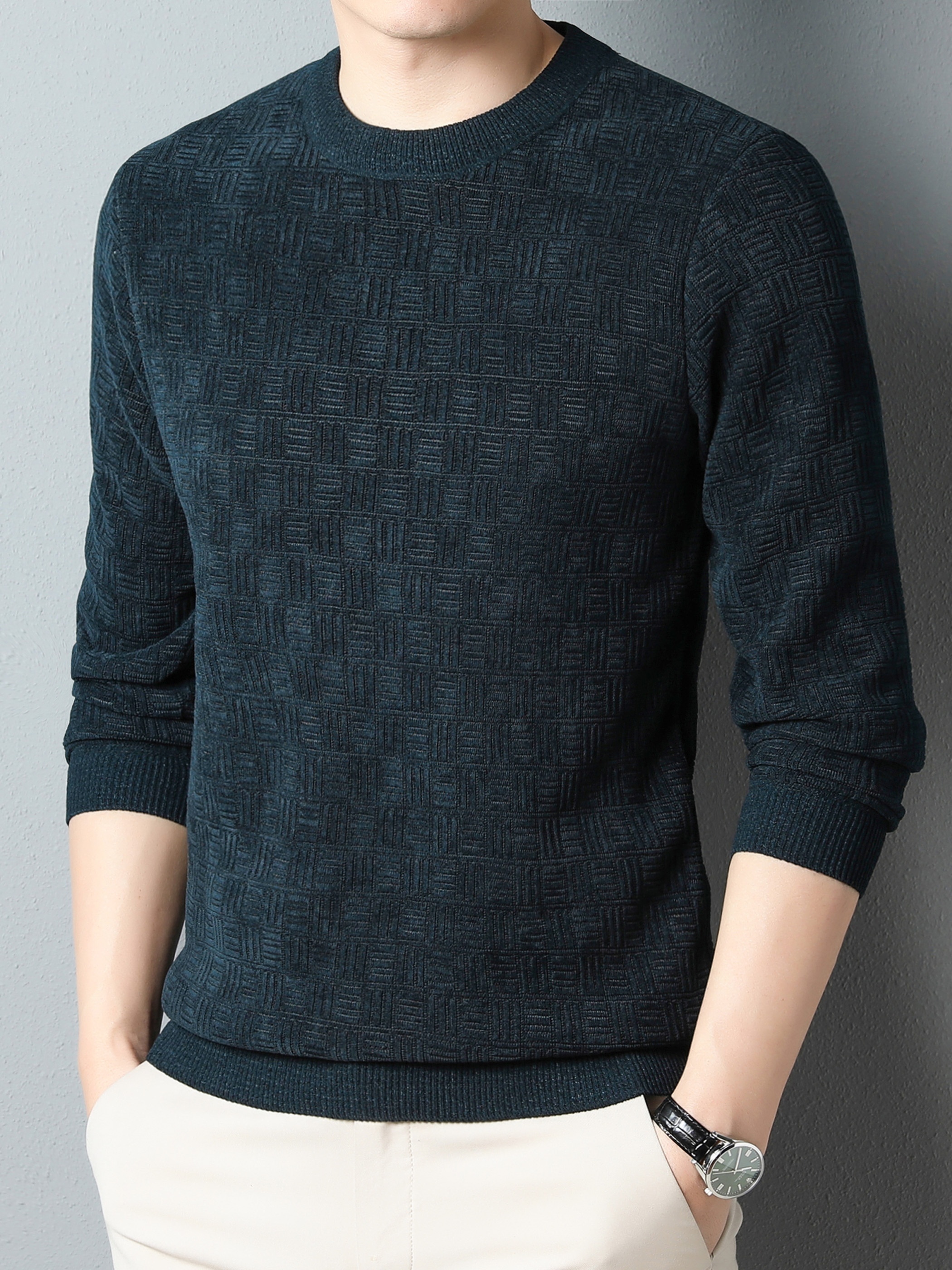 winter new mens casual sweater round neck plus thick base warm sweater best sellers details 15