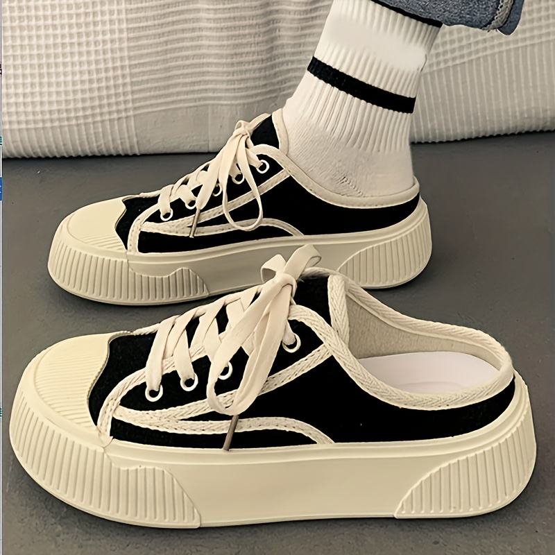 flatform mule sneakers women s casual round toe slip details 3