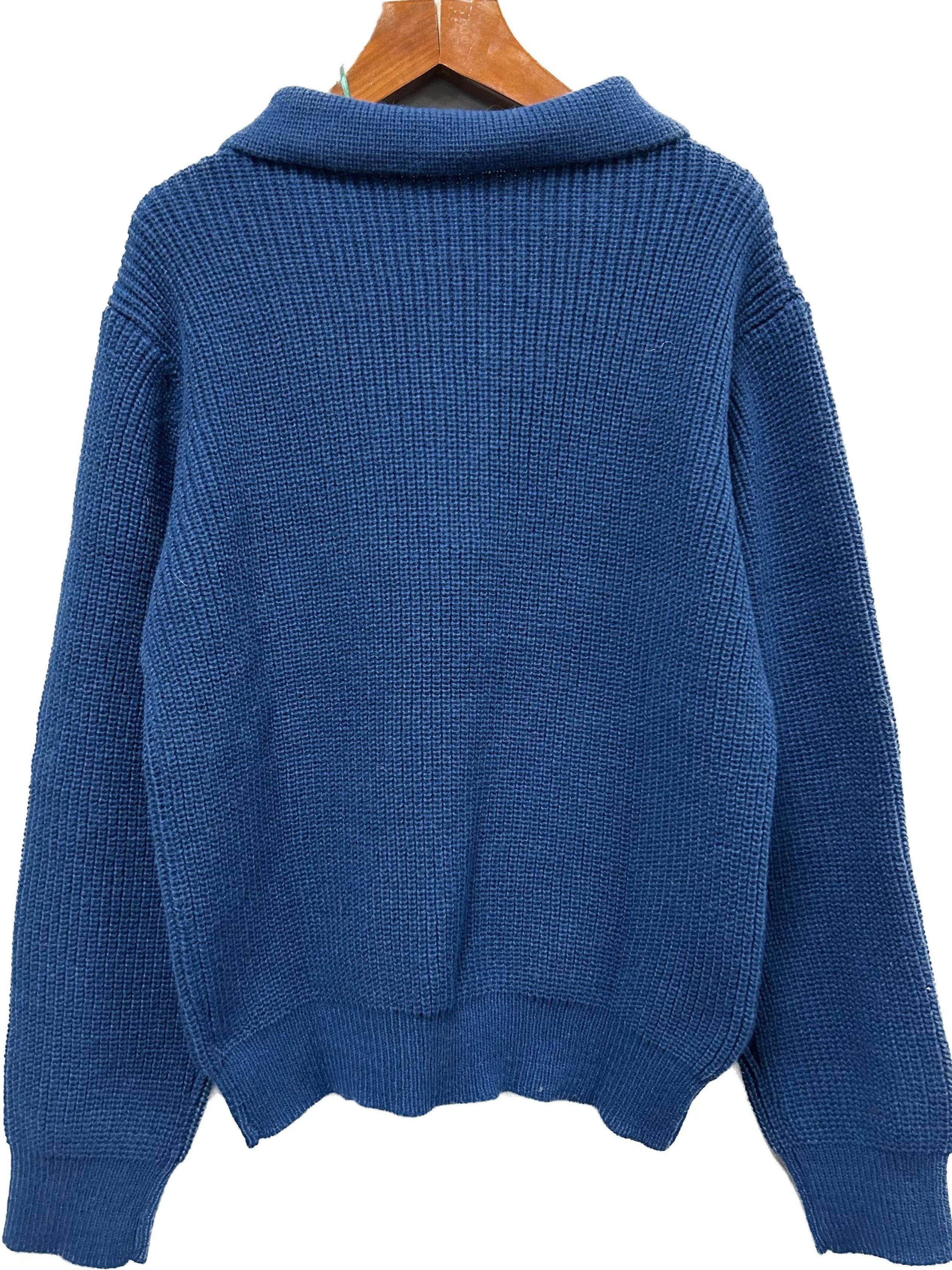 mens stylish solid knitted shirt casual slightly stretch breathable lapel zip up long sleeve shirt top for city walk street hanging details 3