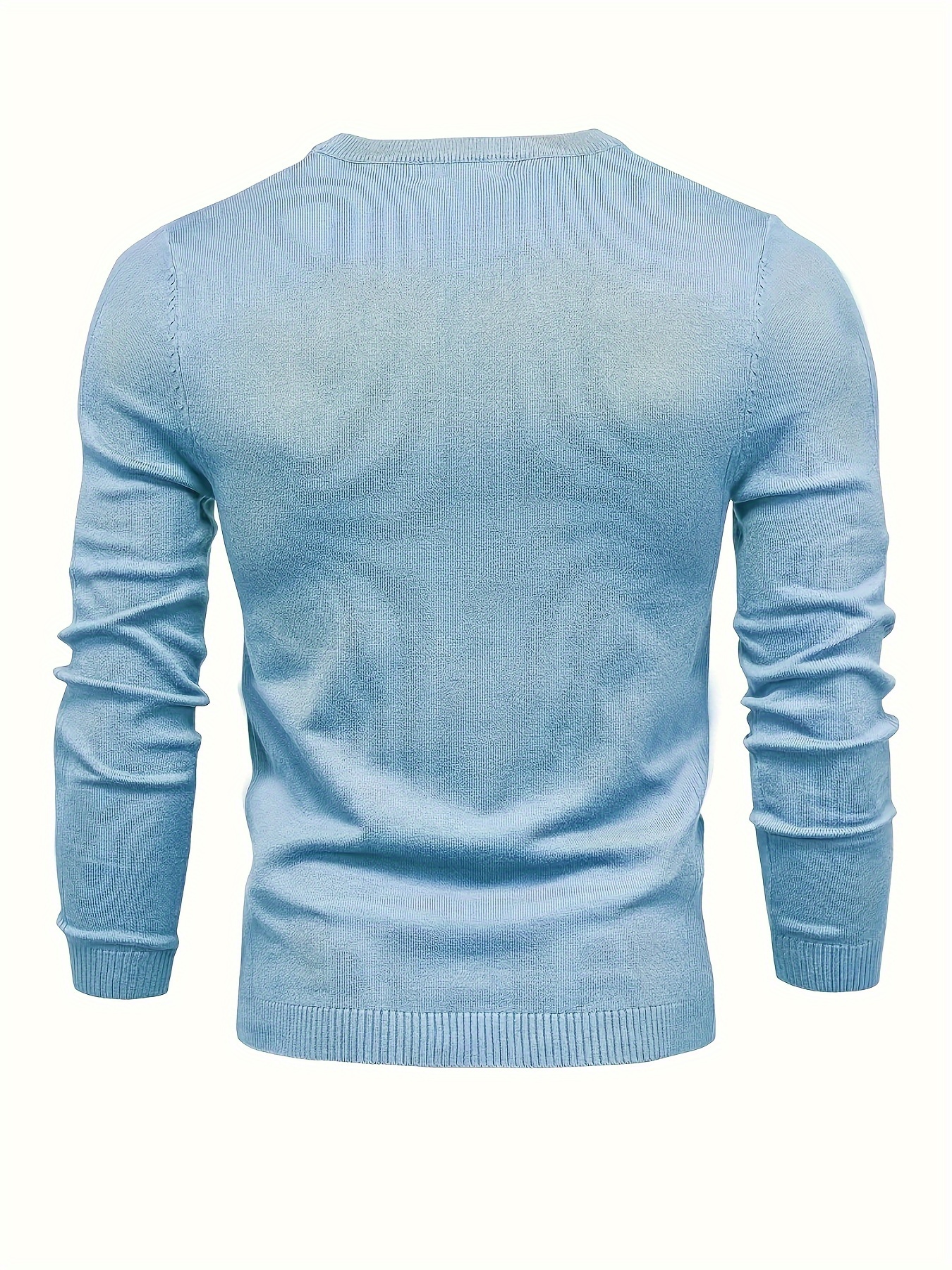 mens casual solid knitted sweater warm and stretchy crew neck pullover for fall and winter details 14