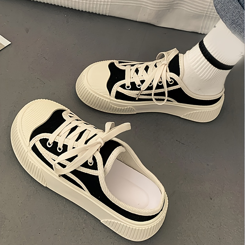 flatform mule sneakers women s casual round toe slip details 4