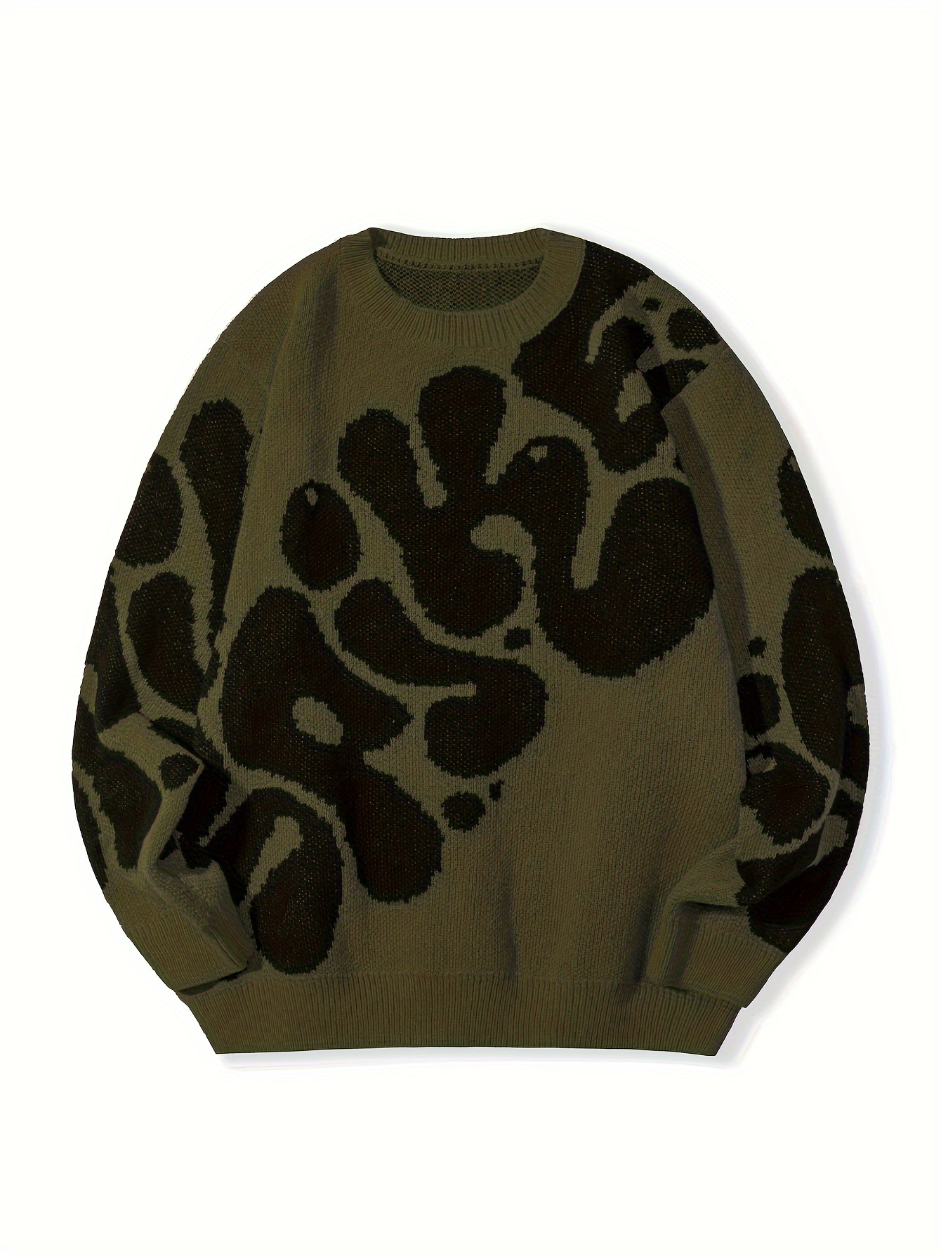 trendy pattern knitted sweater mens casual warm slightly stretch crew neck pullover sweater for men fall winter details 14