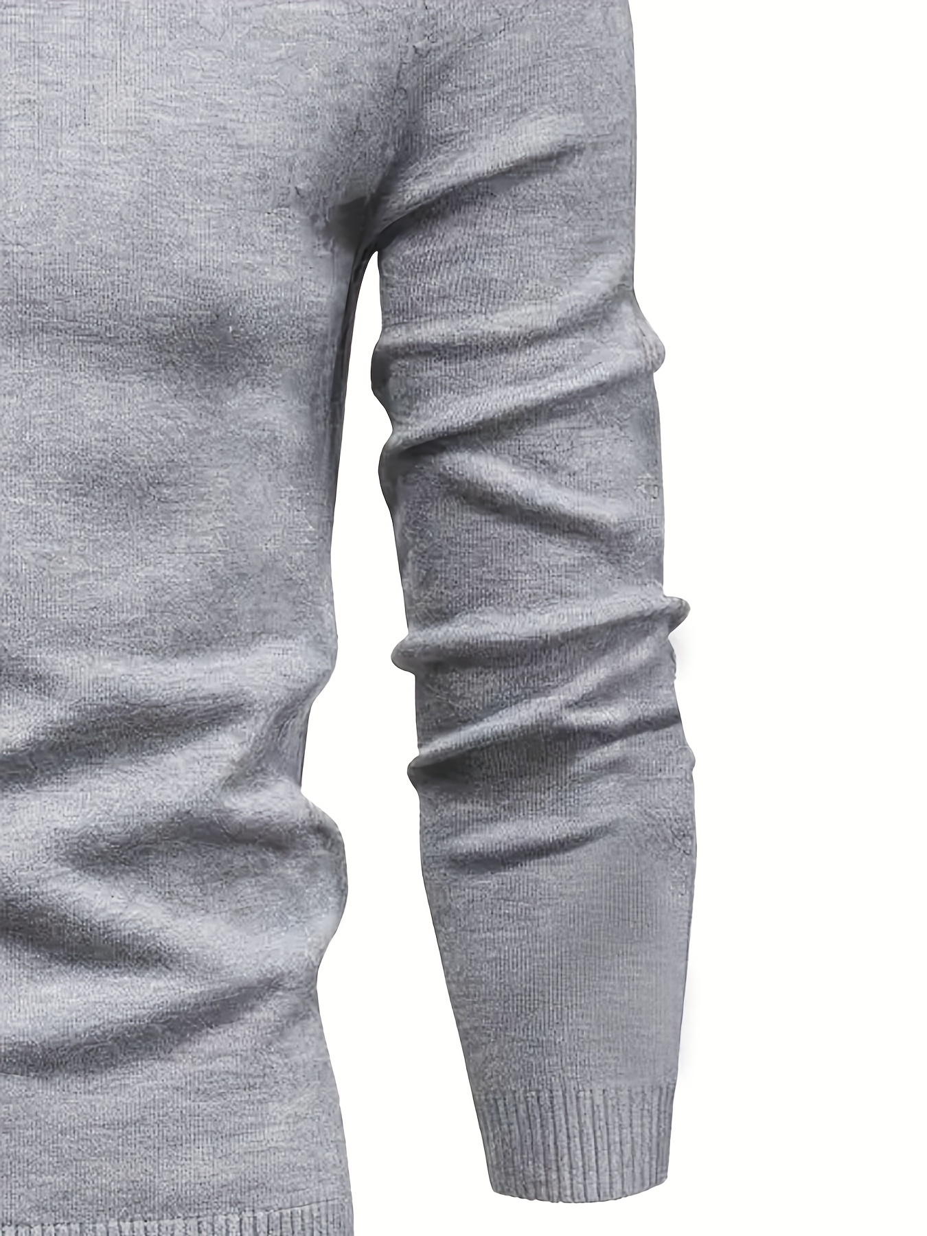 mens casual solid knitted sweater warm and stretchy crew neck pullover for fall and winter details 47