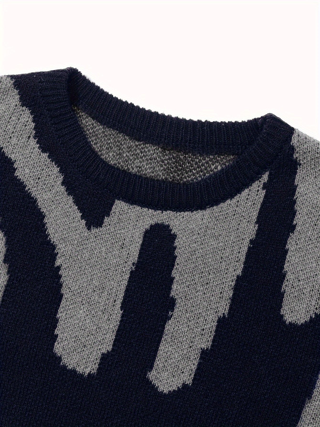 all match knitted letter print sweater mens casual warm slightly stretch crew neck pullover sweater for men fall winter details 11