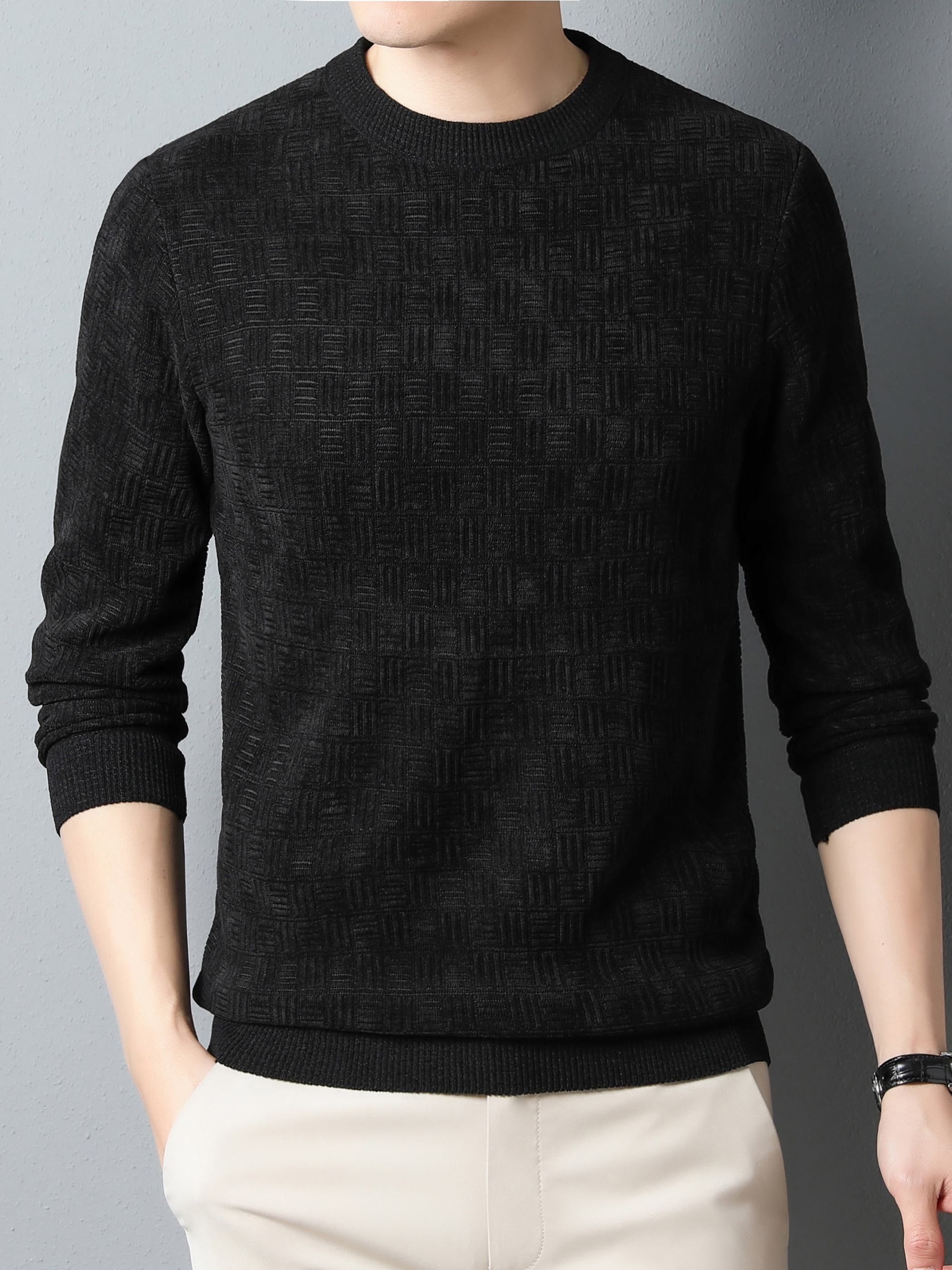 winter new mens casual sweater round neck plus thick base warm sweater best sellers details 6