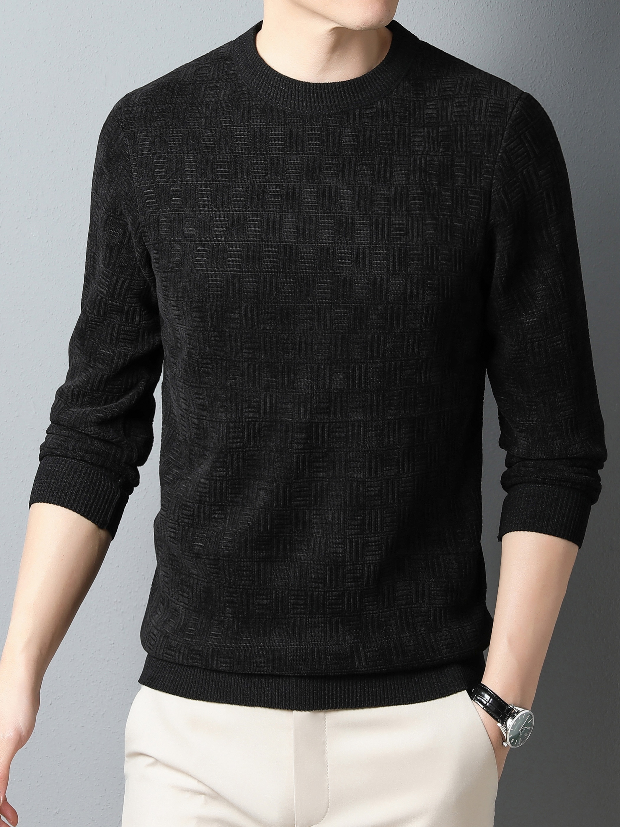 winter new mens casual sweater round neck plus thick base warm sweater best sellers details 7