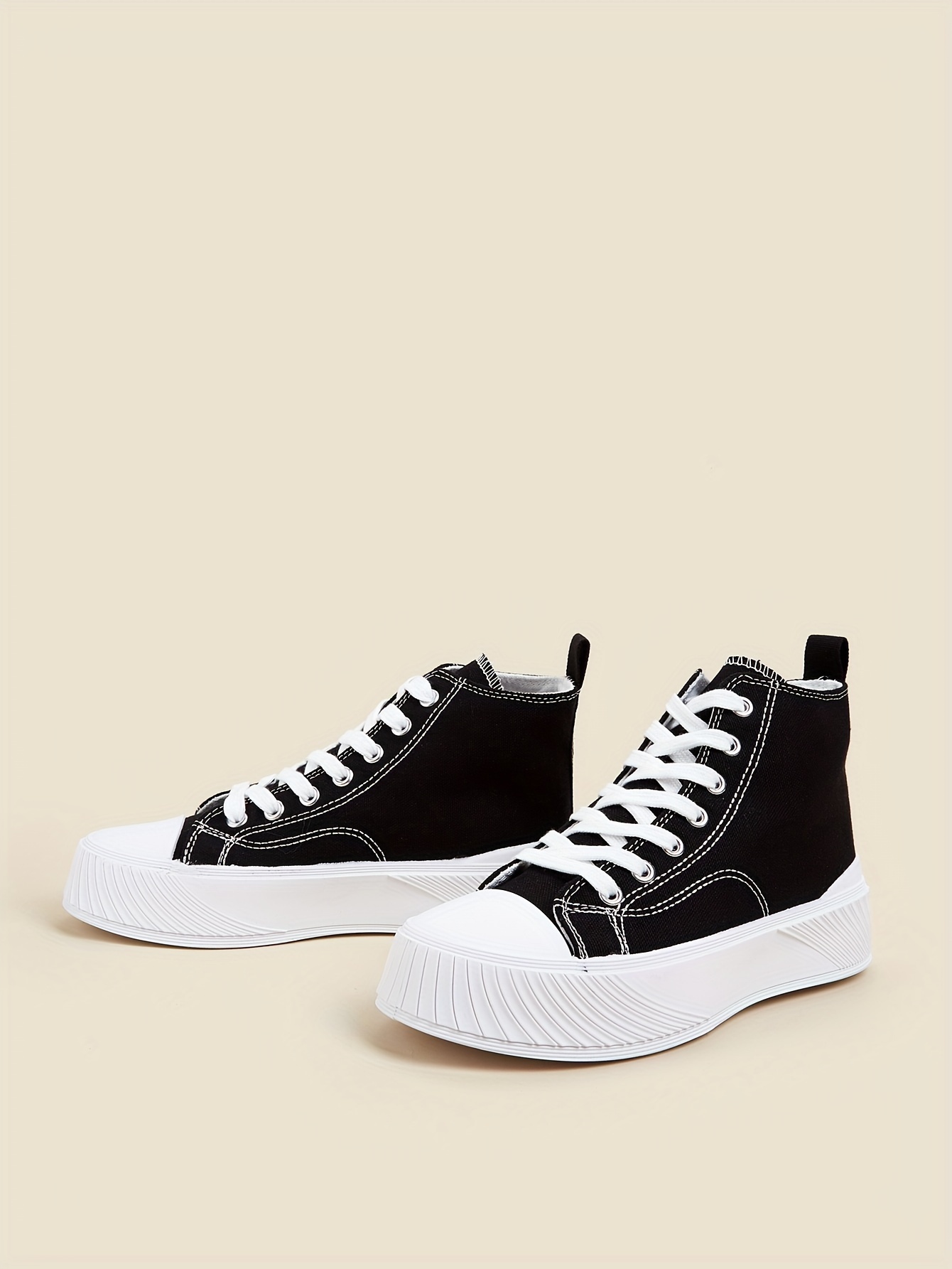 canvas high top sneakers women s round toe lace platform details 2