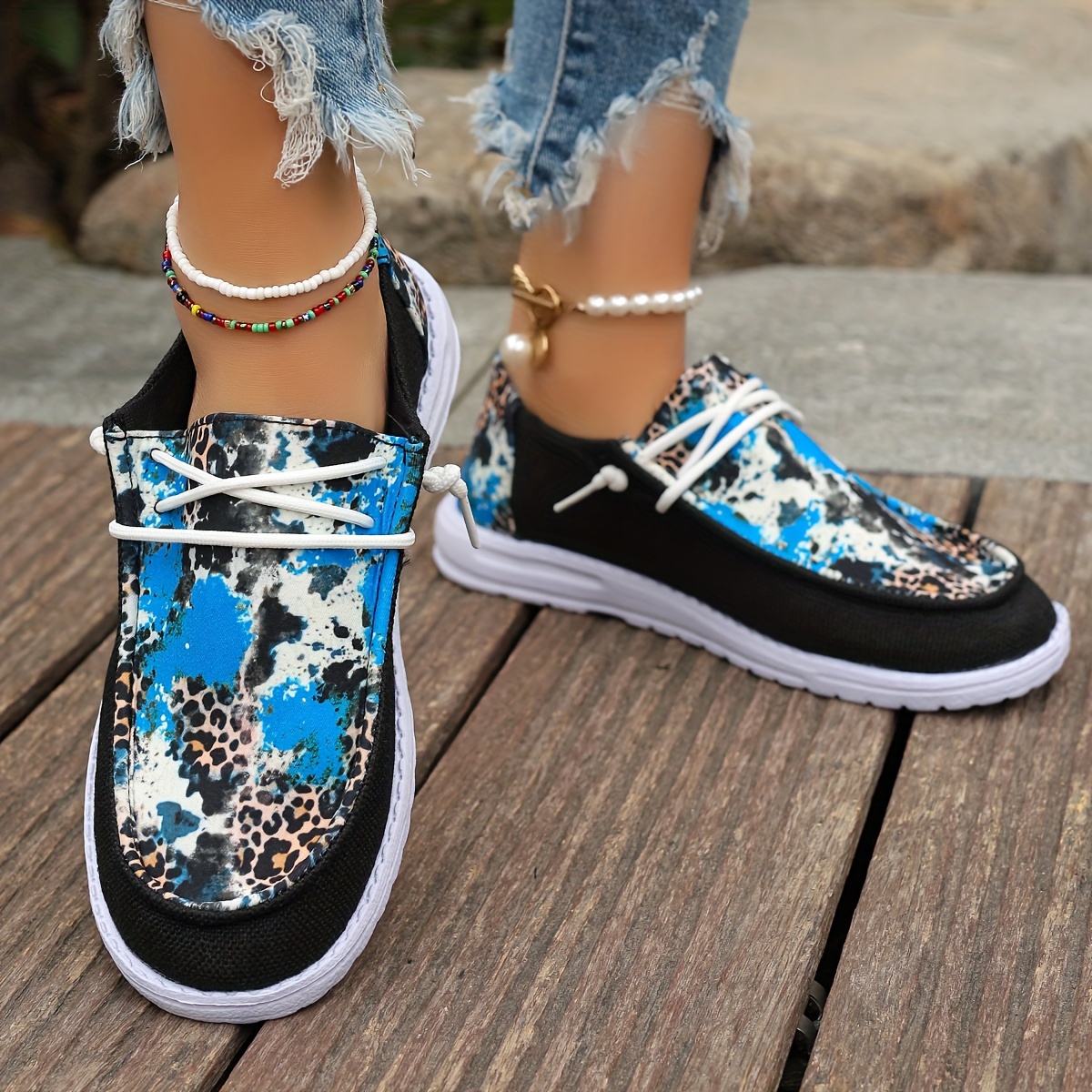 women s leopard print canvas shoes casual round toe low top details 4