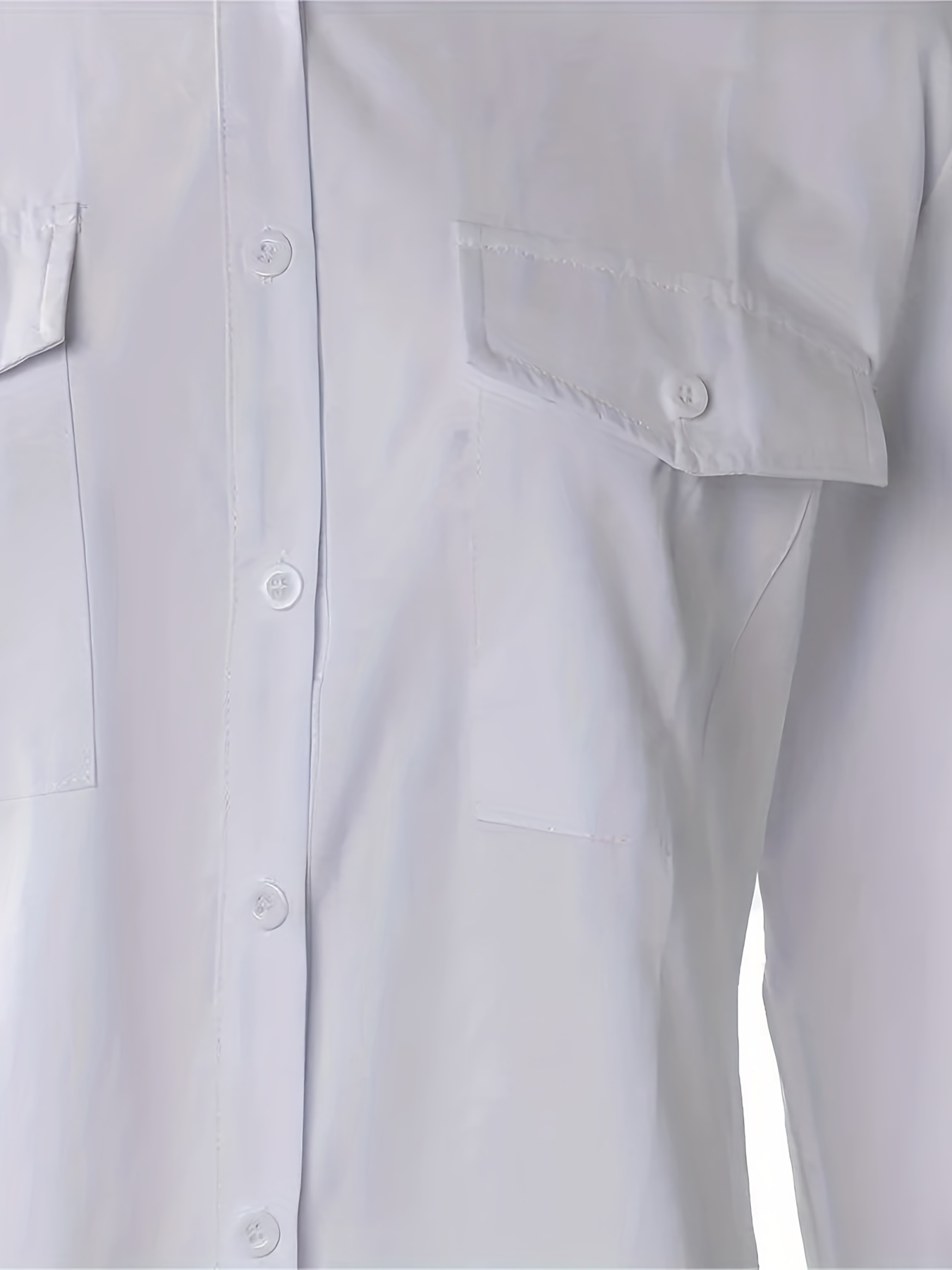 plus size casual blouse womens plus solid long sleeve lapel collar button up shirt top with flap pockets details 18