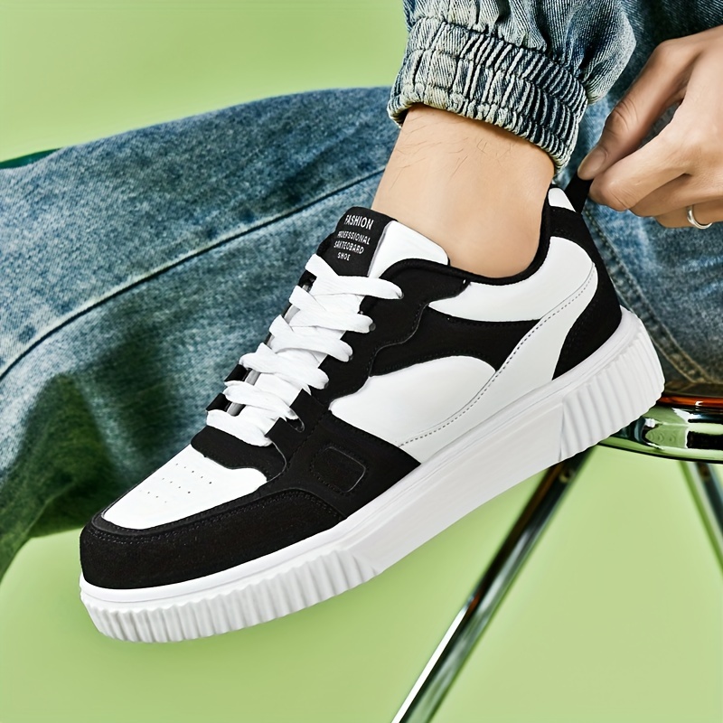solid/colour block skate shoes men s trendy comfy non slip details 4