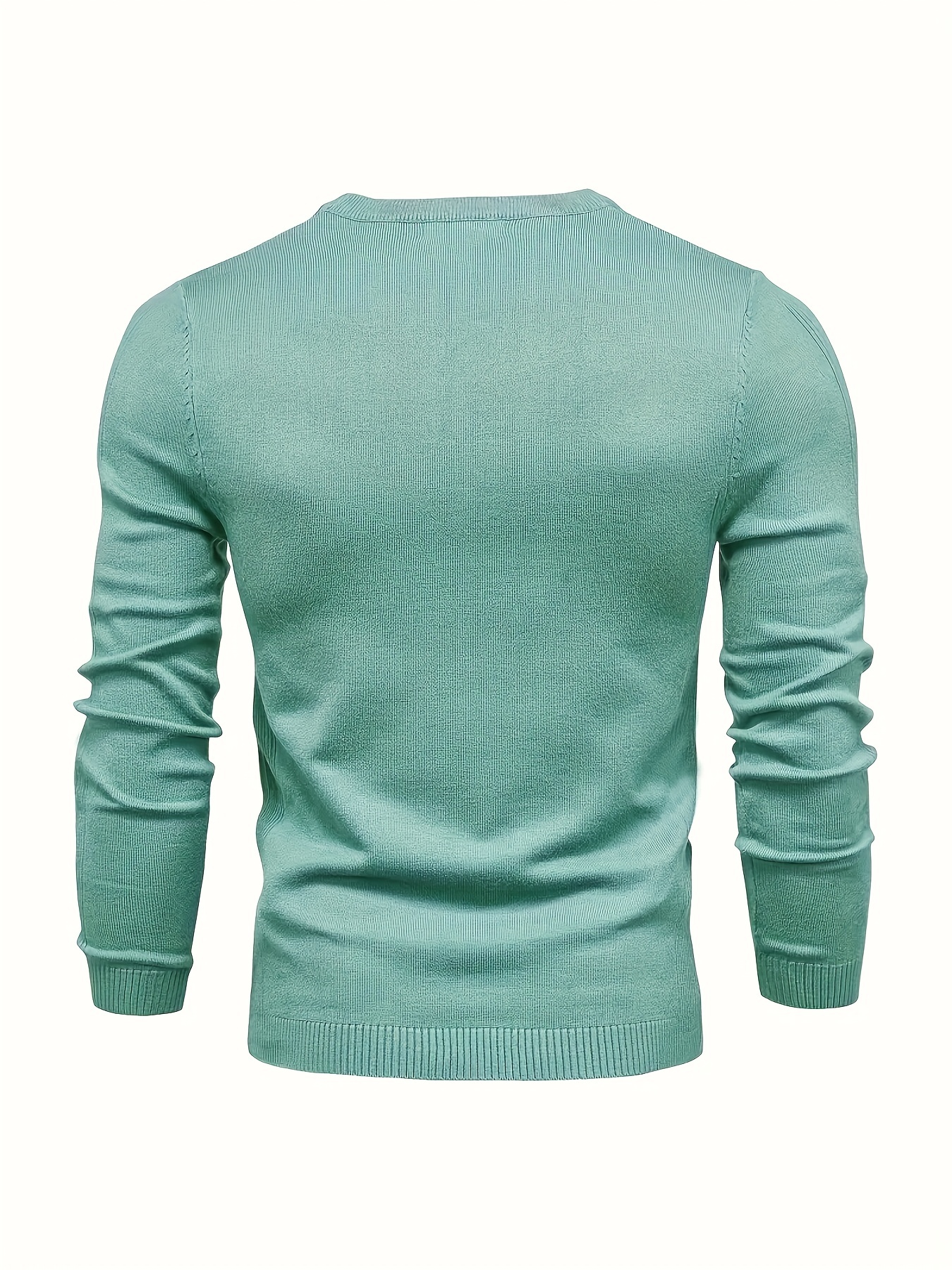 mens casual solid knitted sweater warm and stretchy crew neck pullover for fall and winter details 37