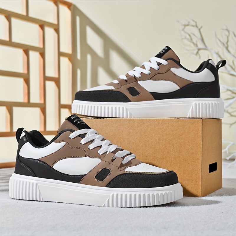 solid/colour block skate shoes men s trendy comfy non slip details 0