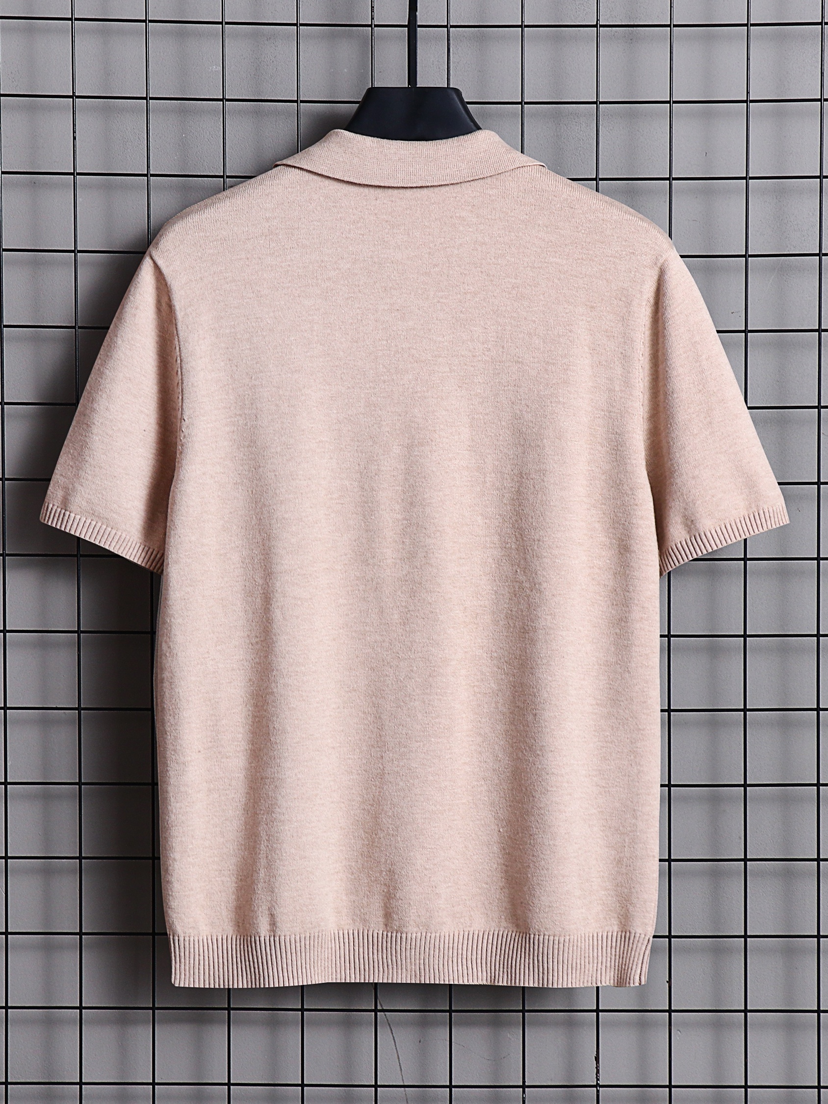 solid color lapel chic polo short sleeve shirt mens casual warm mid stretch v neck pullover sweater for spring fall details 6