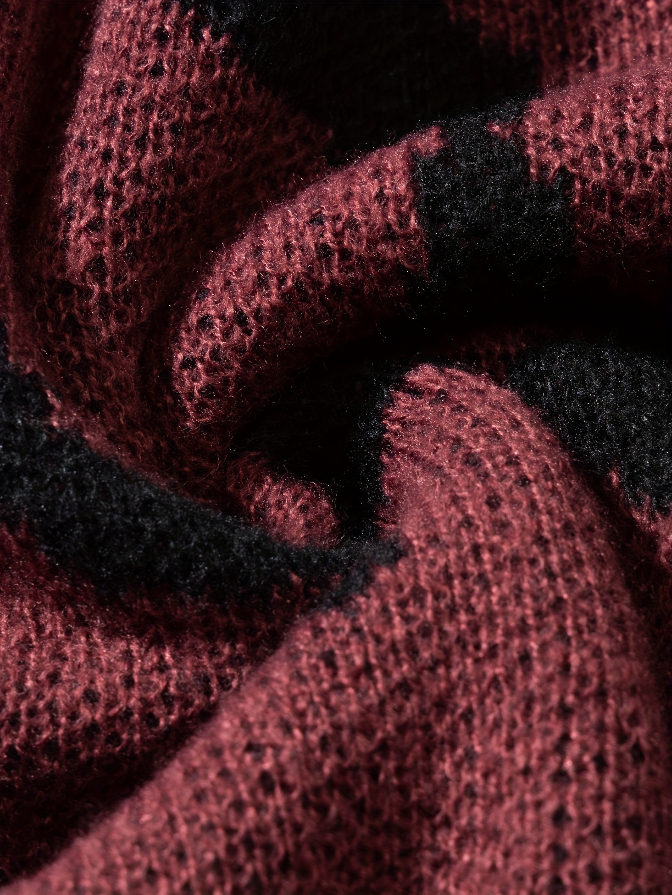 trendy pattern knitted sweater mens casual warm slightly stretch crew neck pullover sweater for men fall winter details 2