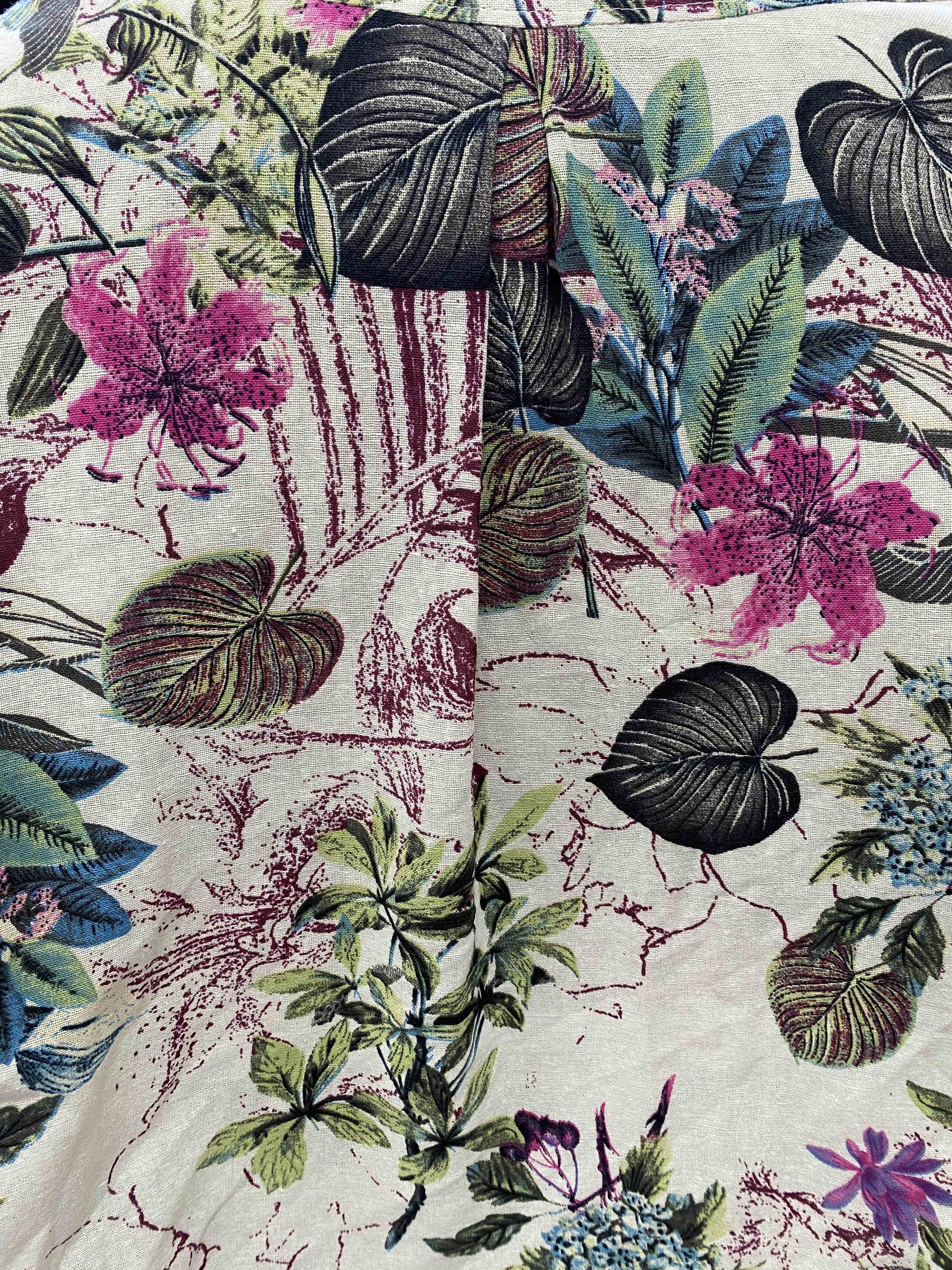 plus size casual blouse womens plus tropical print long sleeve button up stand collar tunic shirt top details 3