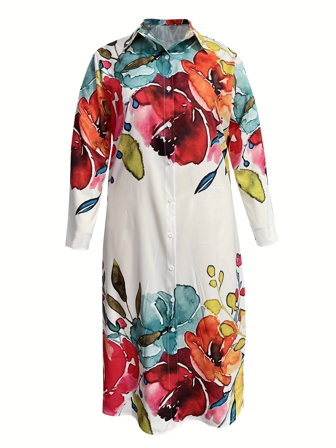 plus size floral print blouse casual long sleeve buttons blouse for spring womens plus size clothing details 2