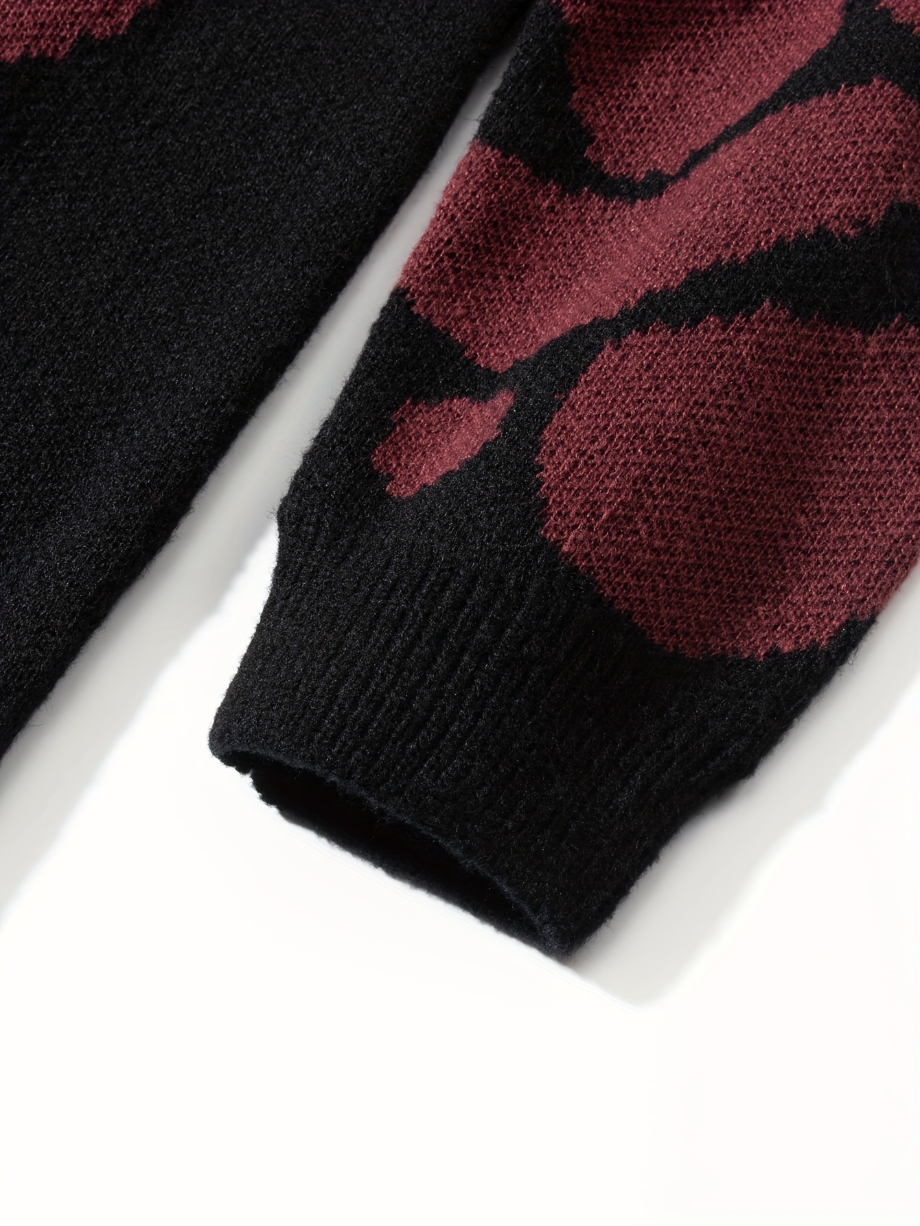 trendy pattern knitted sweater mens casual warm slightly stretch crew neck pullover sweater for men fall winter details 3