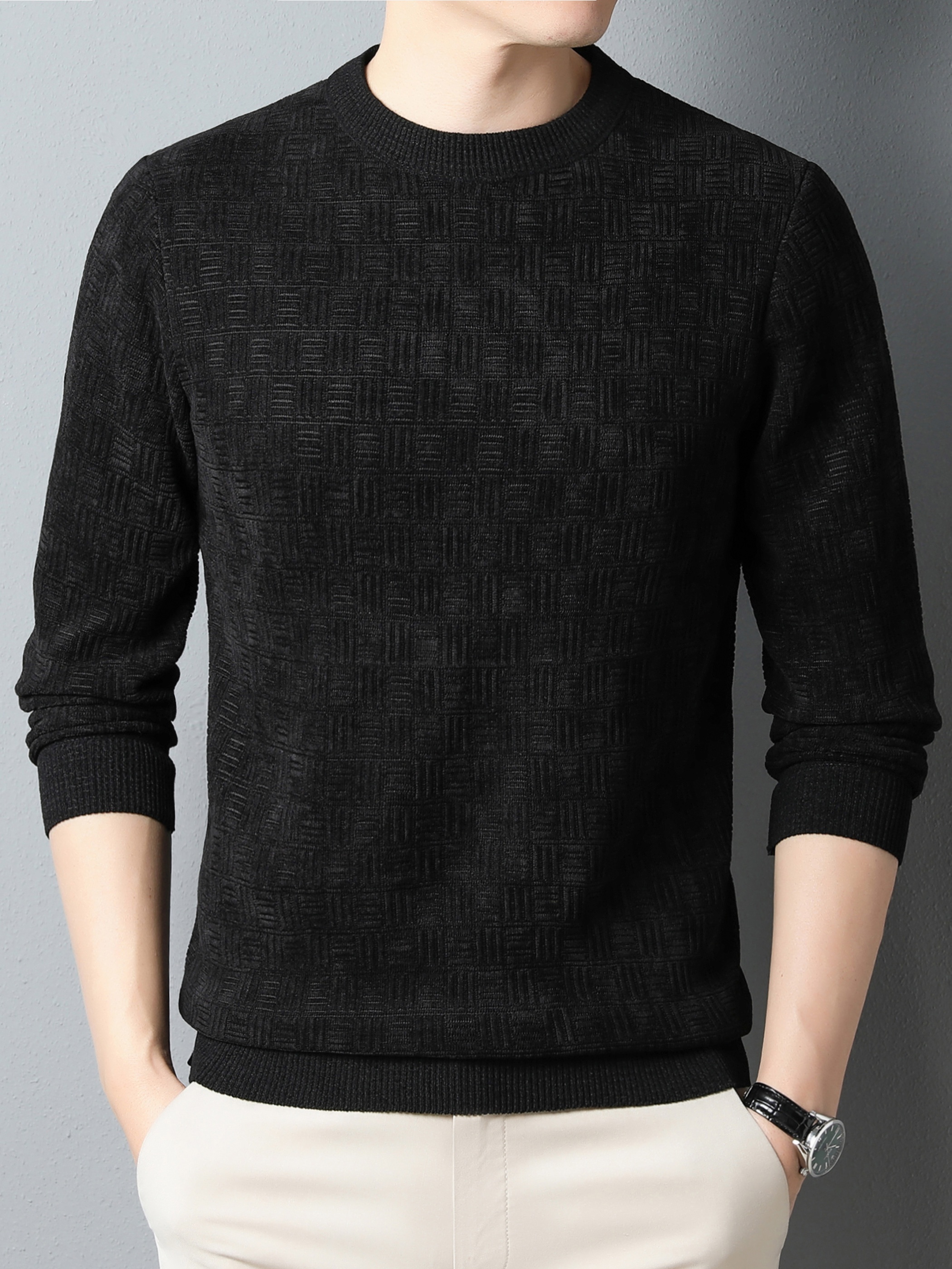 winter new mens casual sweater round neck plus thick base warm sweater best sellers details 5