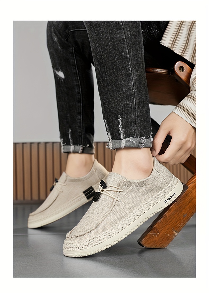 Mens Classic Woven Breathable Loafer Shoes Comfy Non Slip Casual Durable Canvas Office Shoes Mens Footwear Men s Shoes Temu details 1